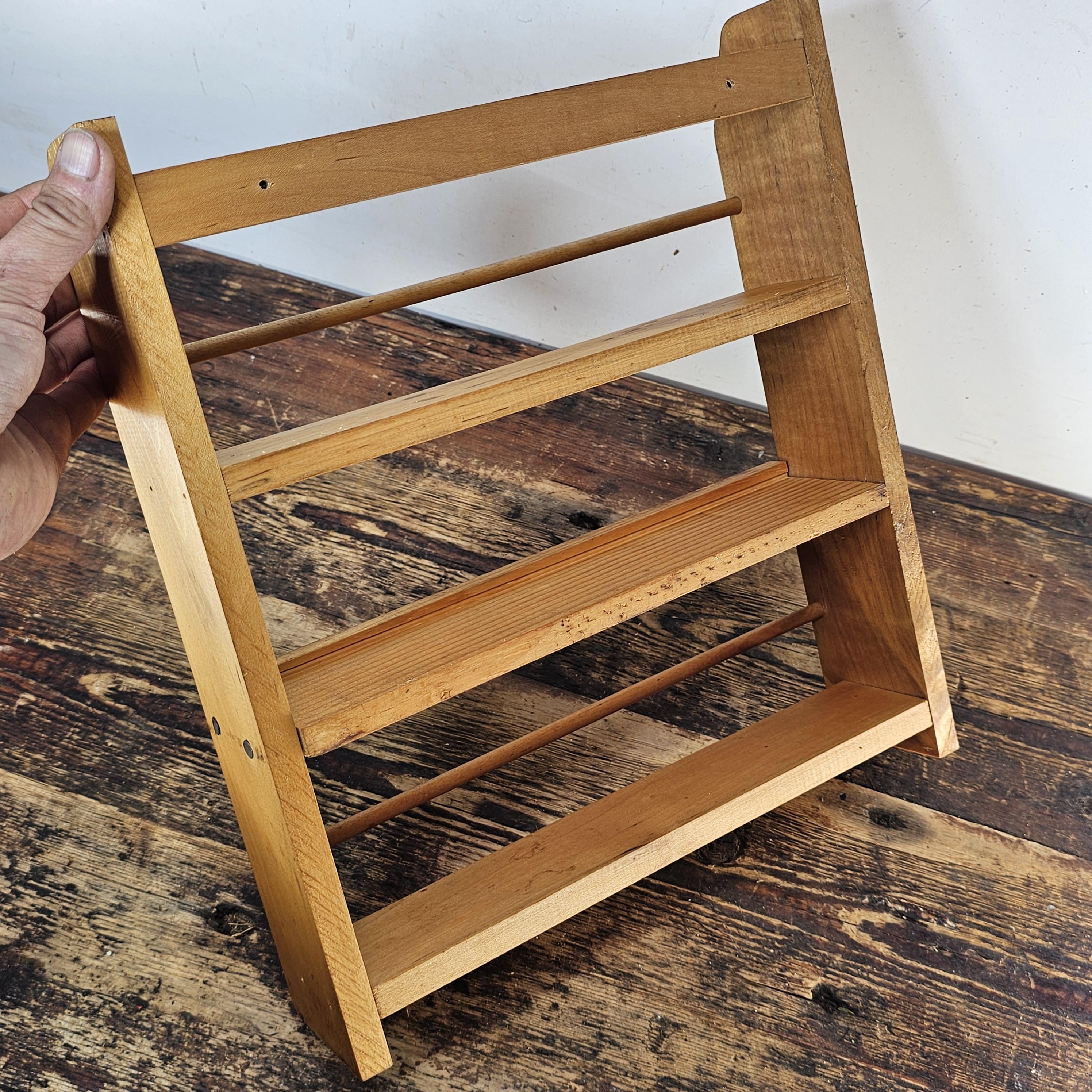 Vintage Rustic Wood Spice Cabinet Rack Wall Mounted 14"H x 12.75"W x 2.75"D