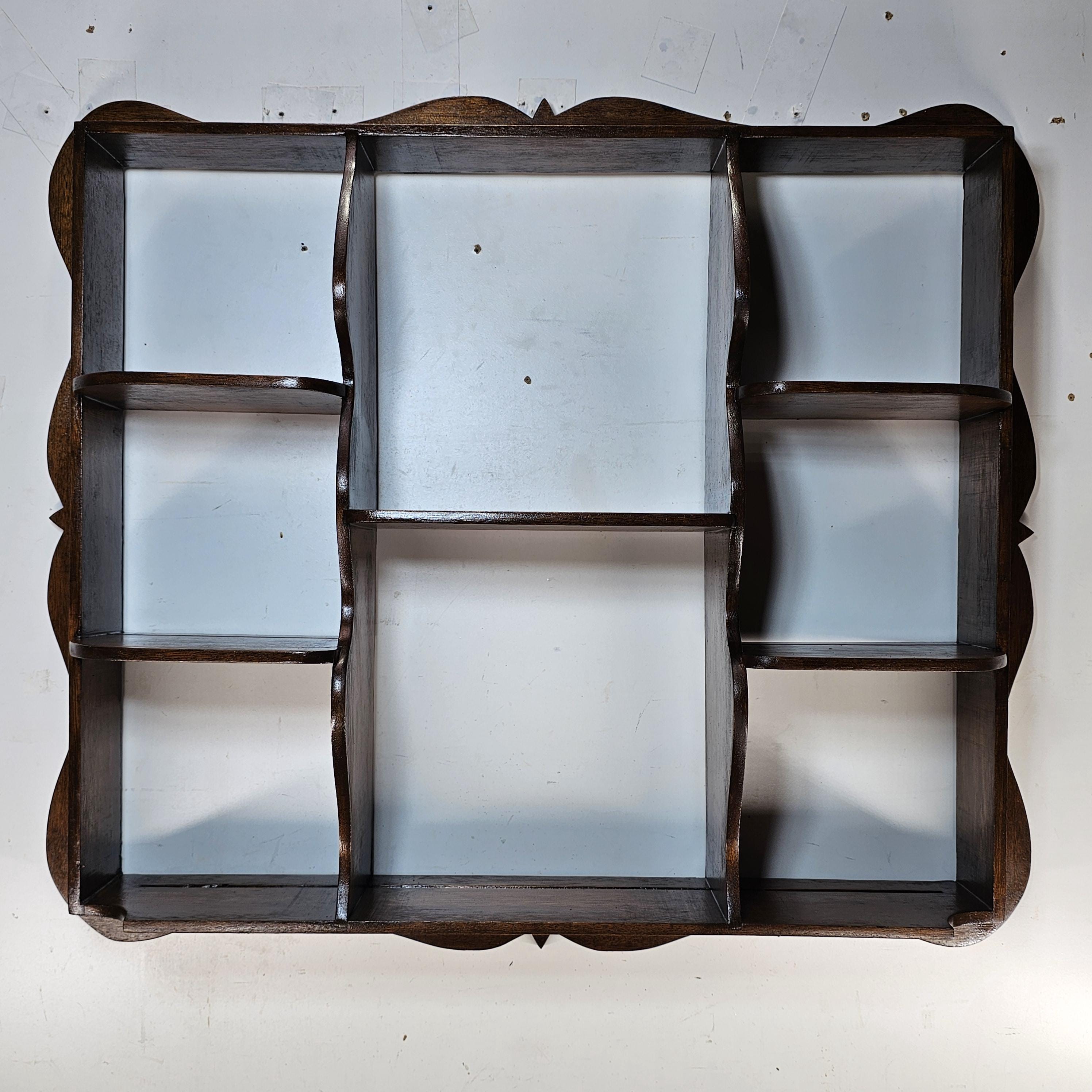 Vintage Decorative Wall Shelf with Scalloped Edge Plate Groove 32"W x 27.5"H