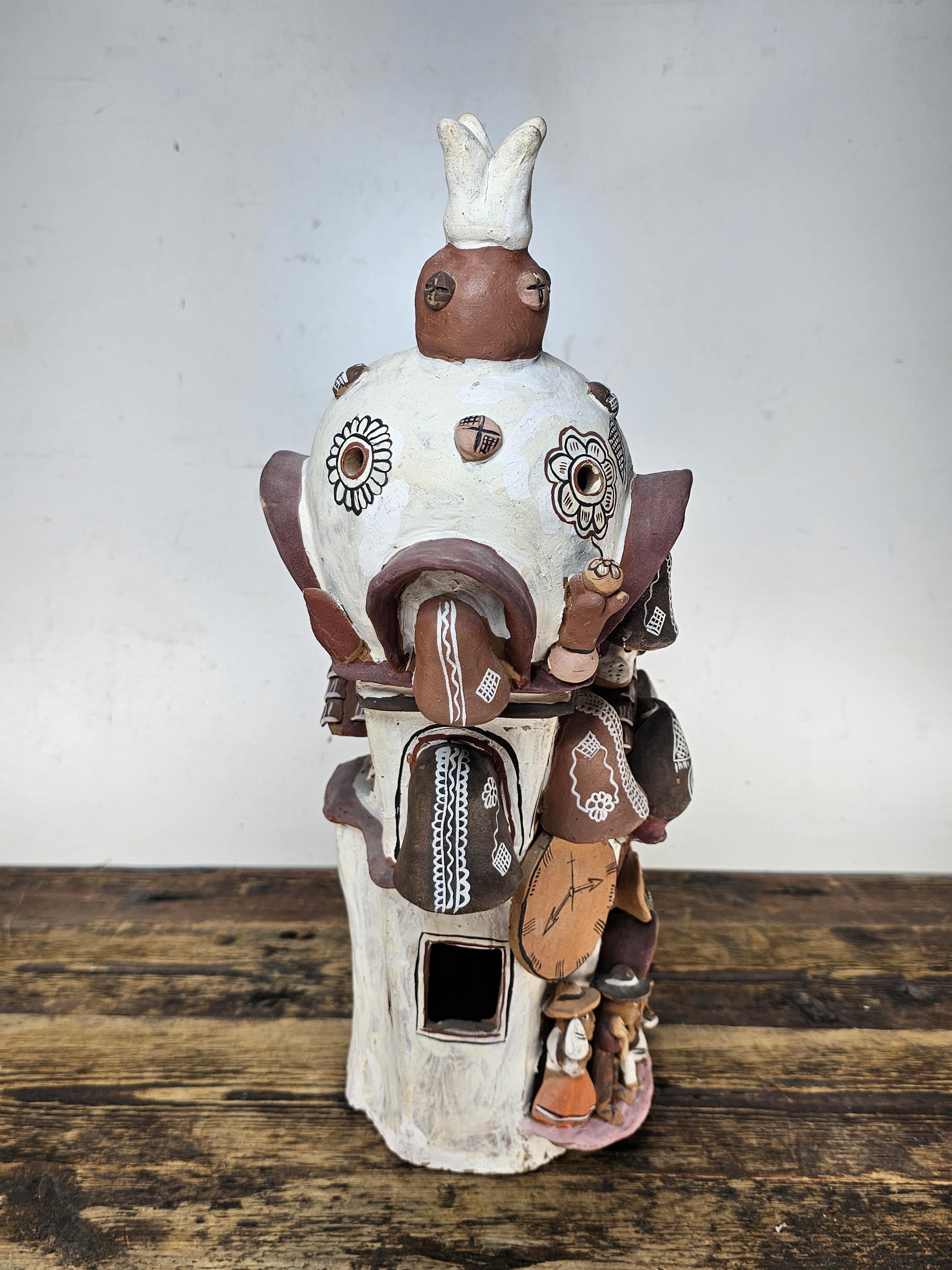 Ayacucho Artisan Terra Cotta Church Folk Art Peruvian Ornament 17"W x 16"H