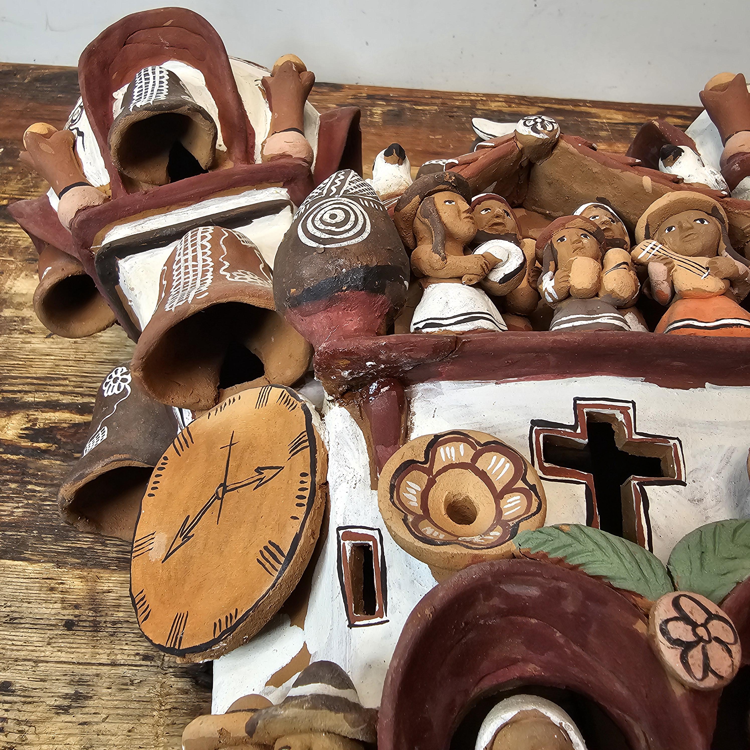 Ayacucho Artisan Terra Cotta Church Folk Art Peruvian Ornament 17"W x 16"H