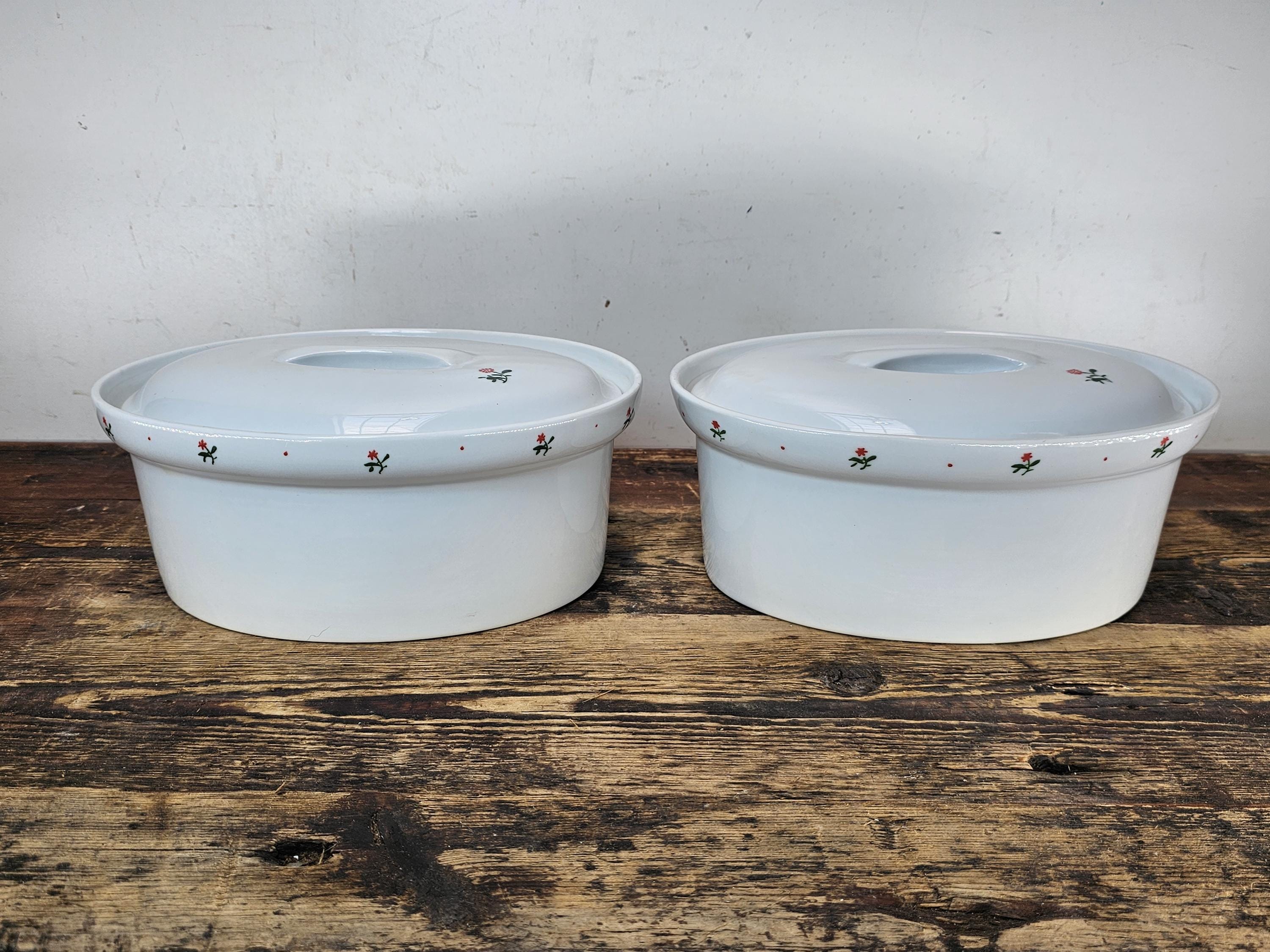 Retro Floral Kitchen Set /Creamer/Ramekins/Covered Casserole Dish/Pie Dish