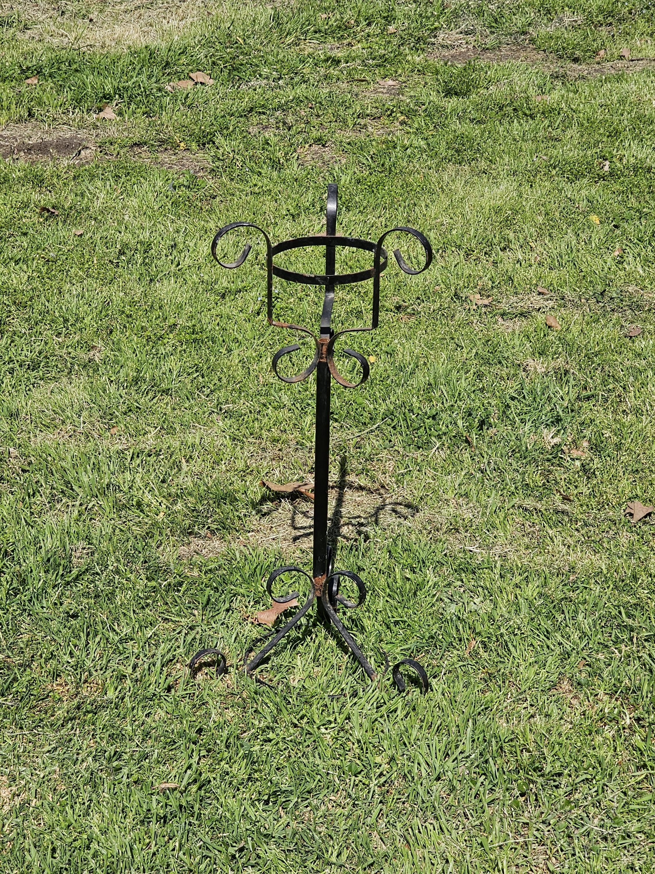 Vintage Scrolled Metal Plant Stand Rusty 27.5" H