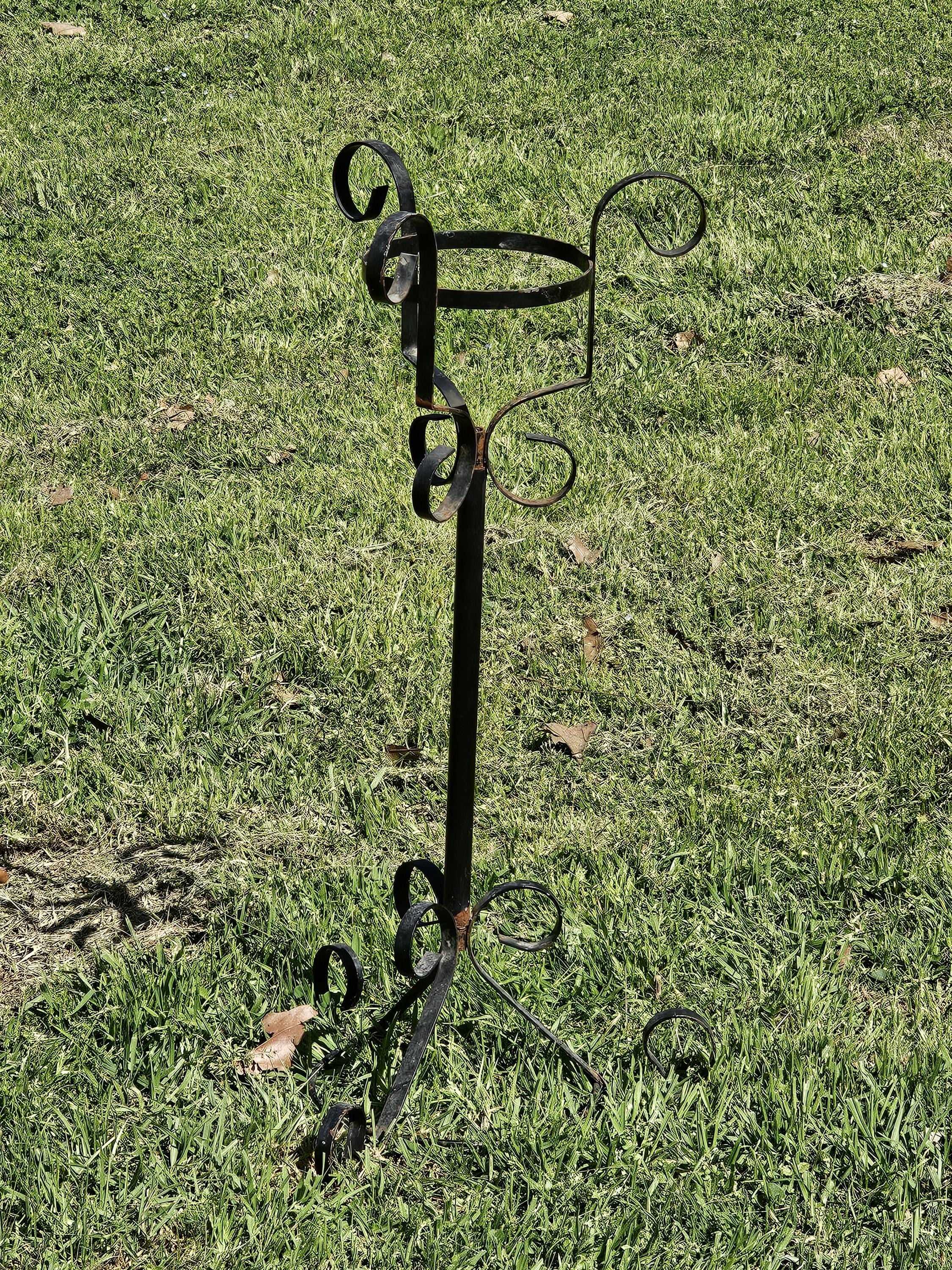 Vintage Scrolled Metal Plant Stand Rusty 27.5" H