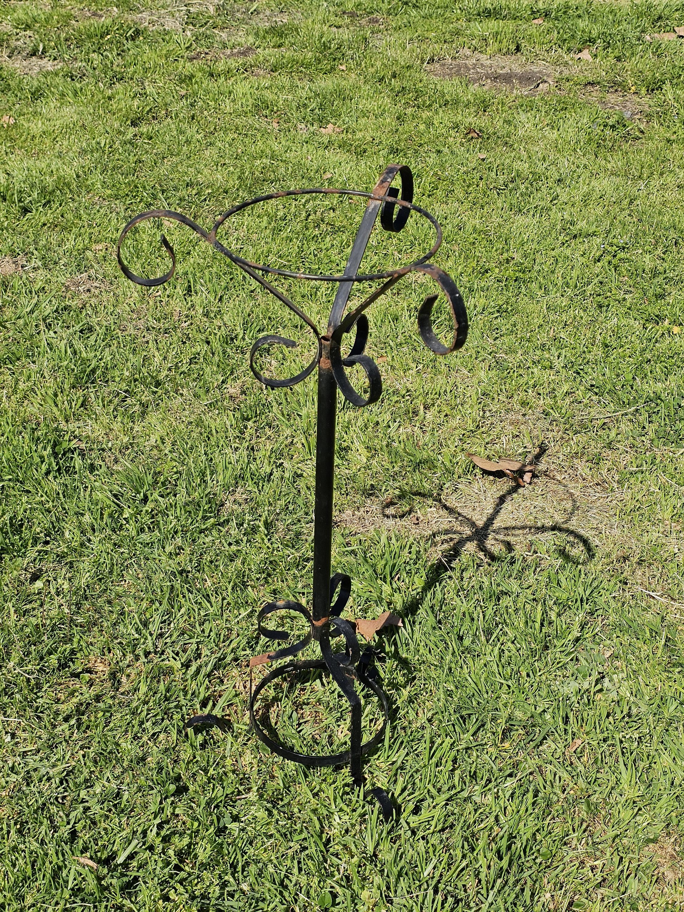 Vintage Scrolled Metal Plant Stand Rusty 27.5" H