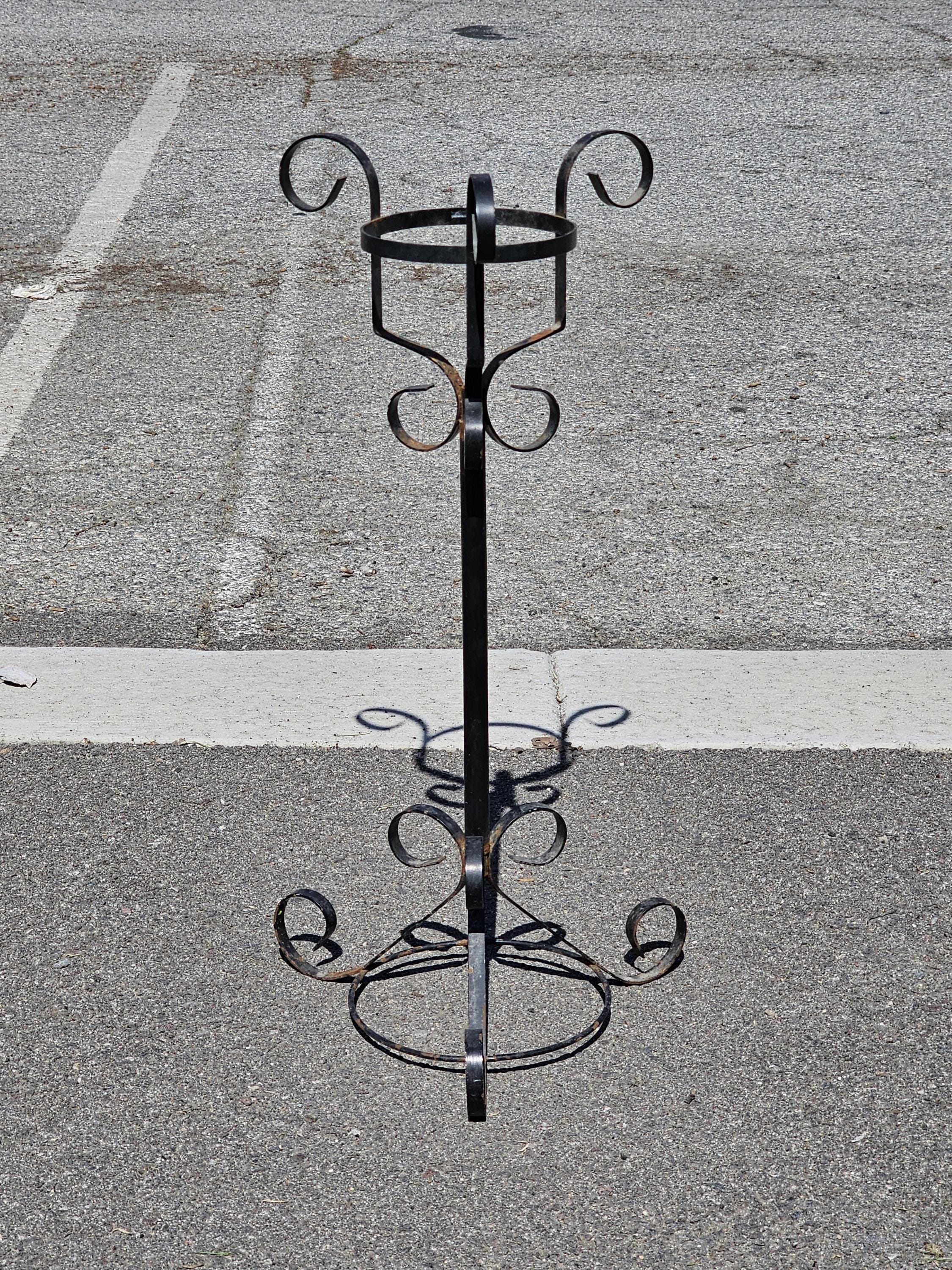 Vintage Scrolled Metal Plant Stand Rusty 27.5" H