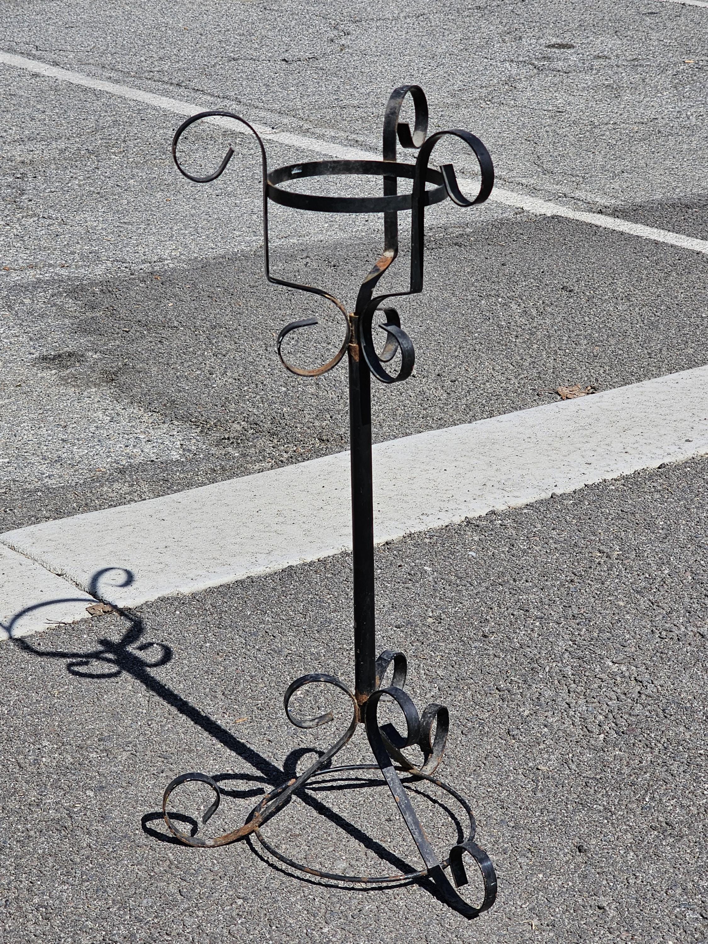 Vintage Scrolled Metal Plant Stand Rusty 27.5" H