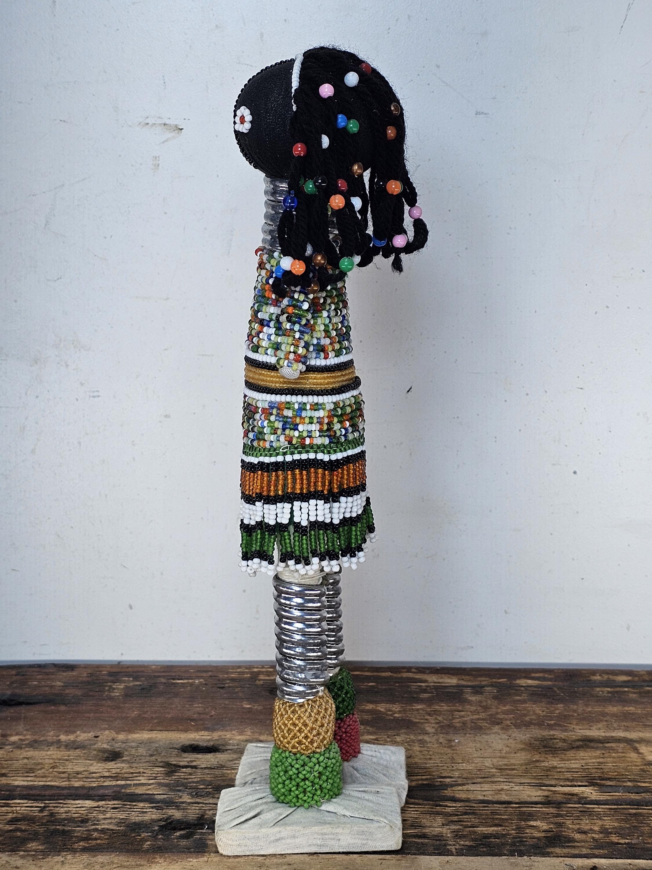 South African Premium Ndebele Beaded Art Doll 13"H