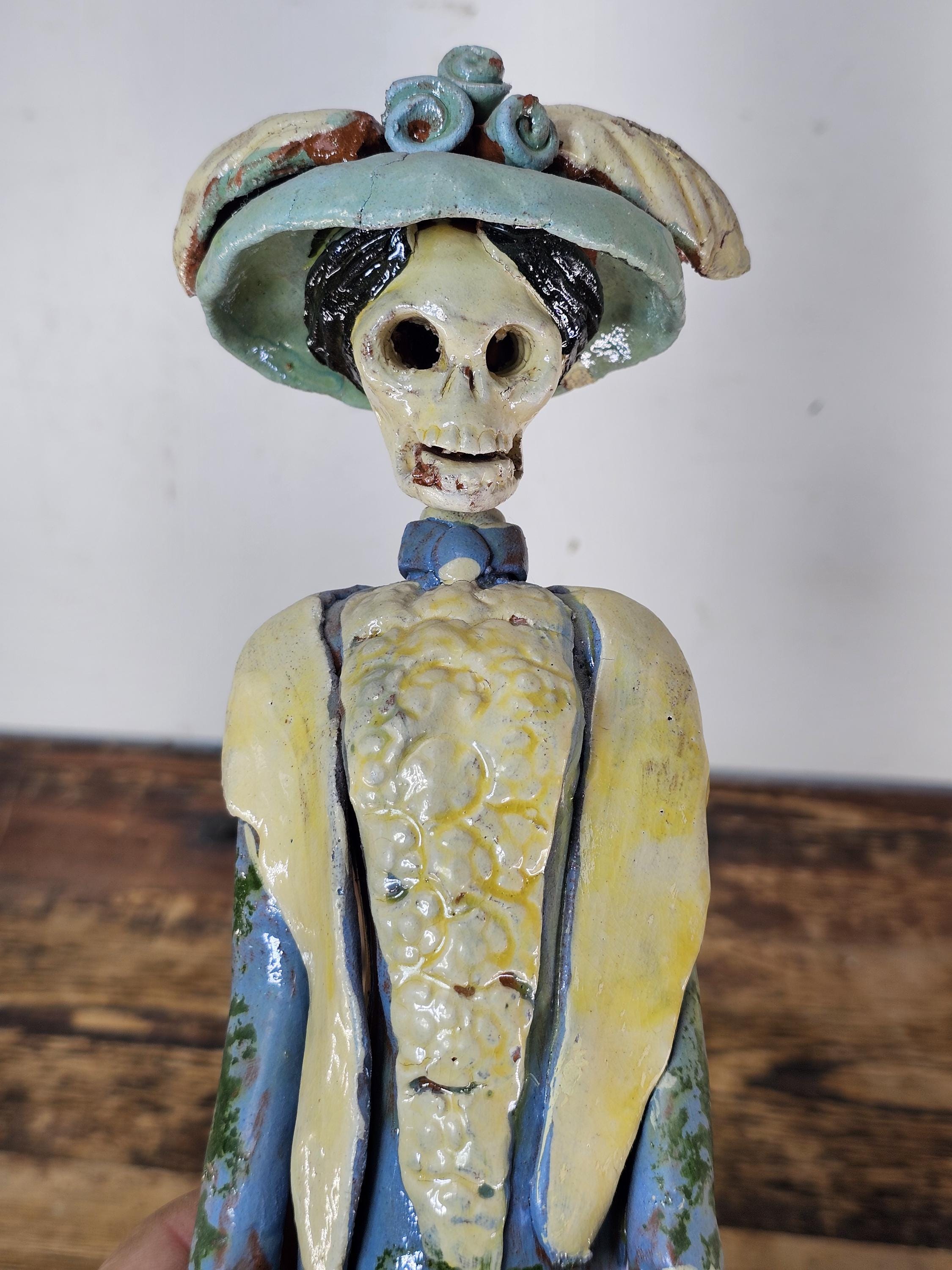 Day of the Dead Catrina Doll La Calavera Catrina Signed By Mario Romero 14.5"H