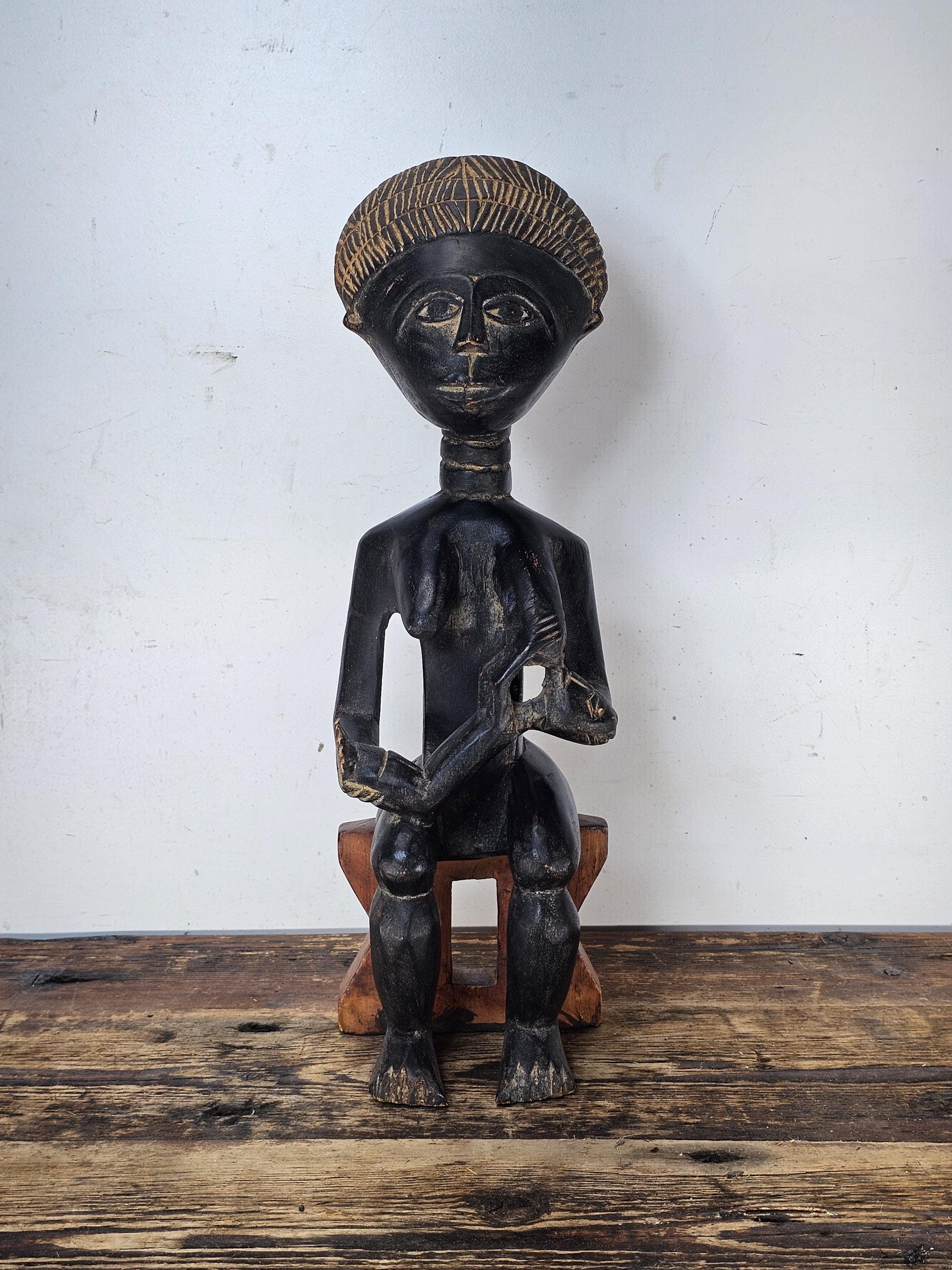 Ghana Ashanti Traditional Wooden Maternal Figure 15"H x 4.75"W x 4"D