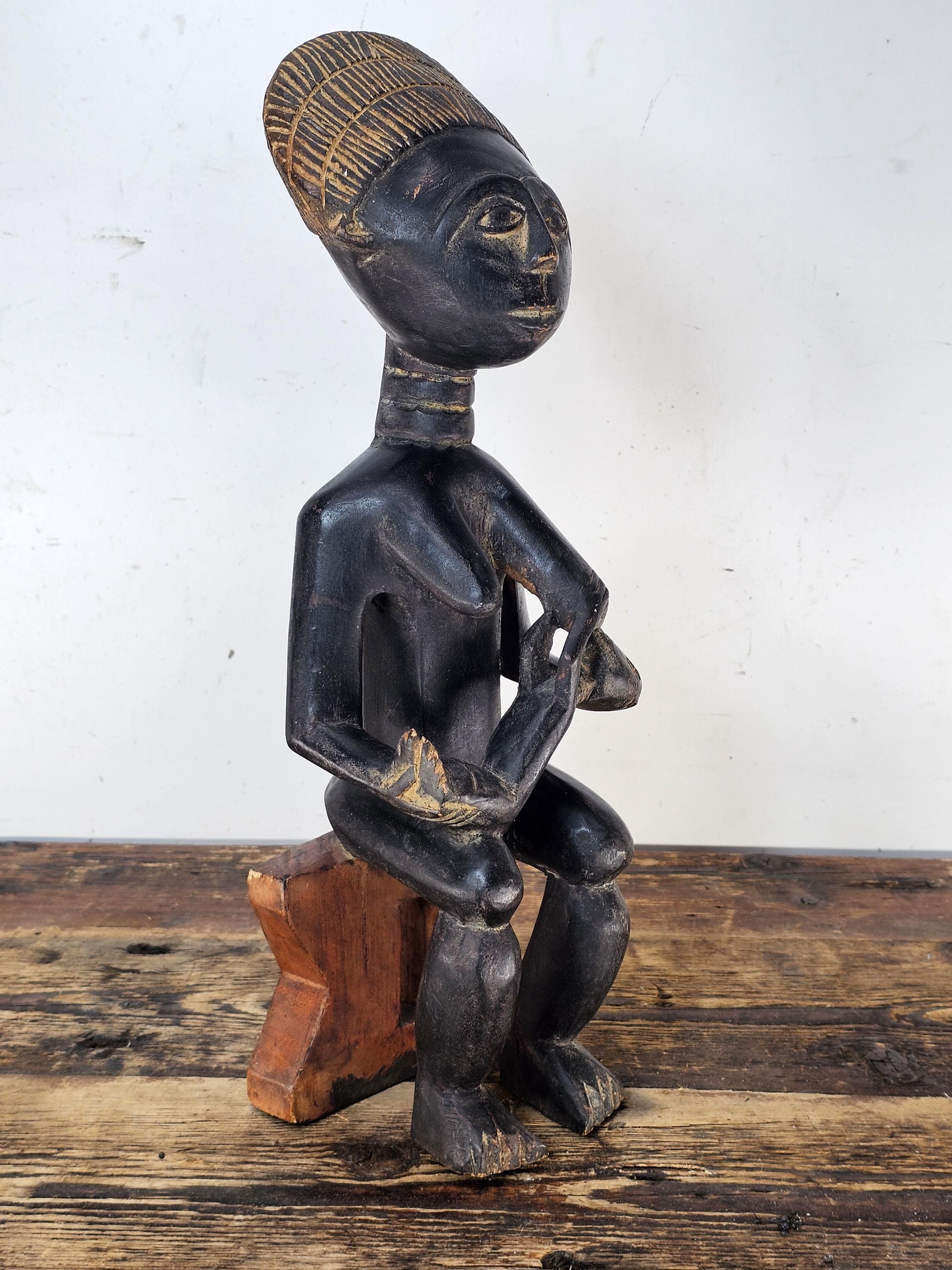 Ghana Ashanti Traditional Wooden Maternal Figure 15"H x 4.75"W x 4"D