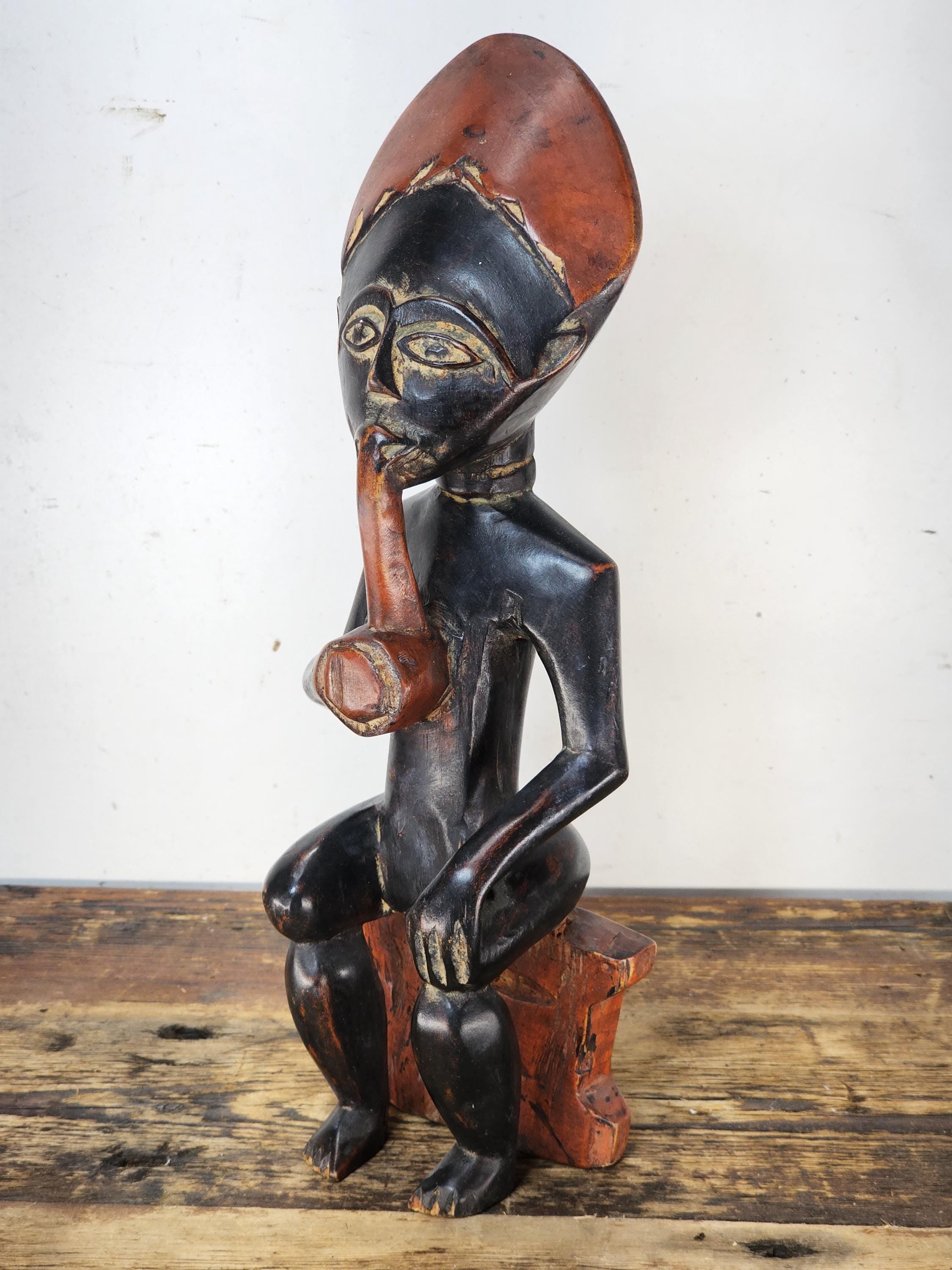 Ghana Ashanti Traditional Wooden Maternal Figure 15"H x 4.75"W x 4"D