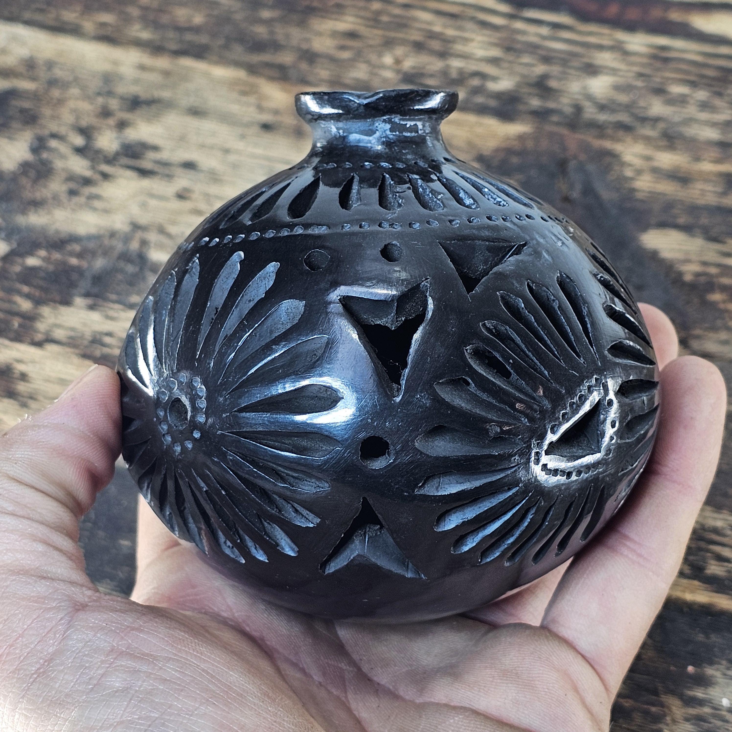 Vintage Barro Negro Pottery Cut Out Black Mexican Folk Art Oaxaca Mexico