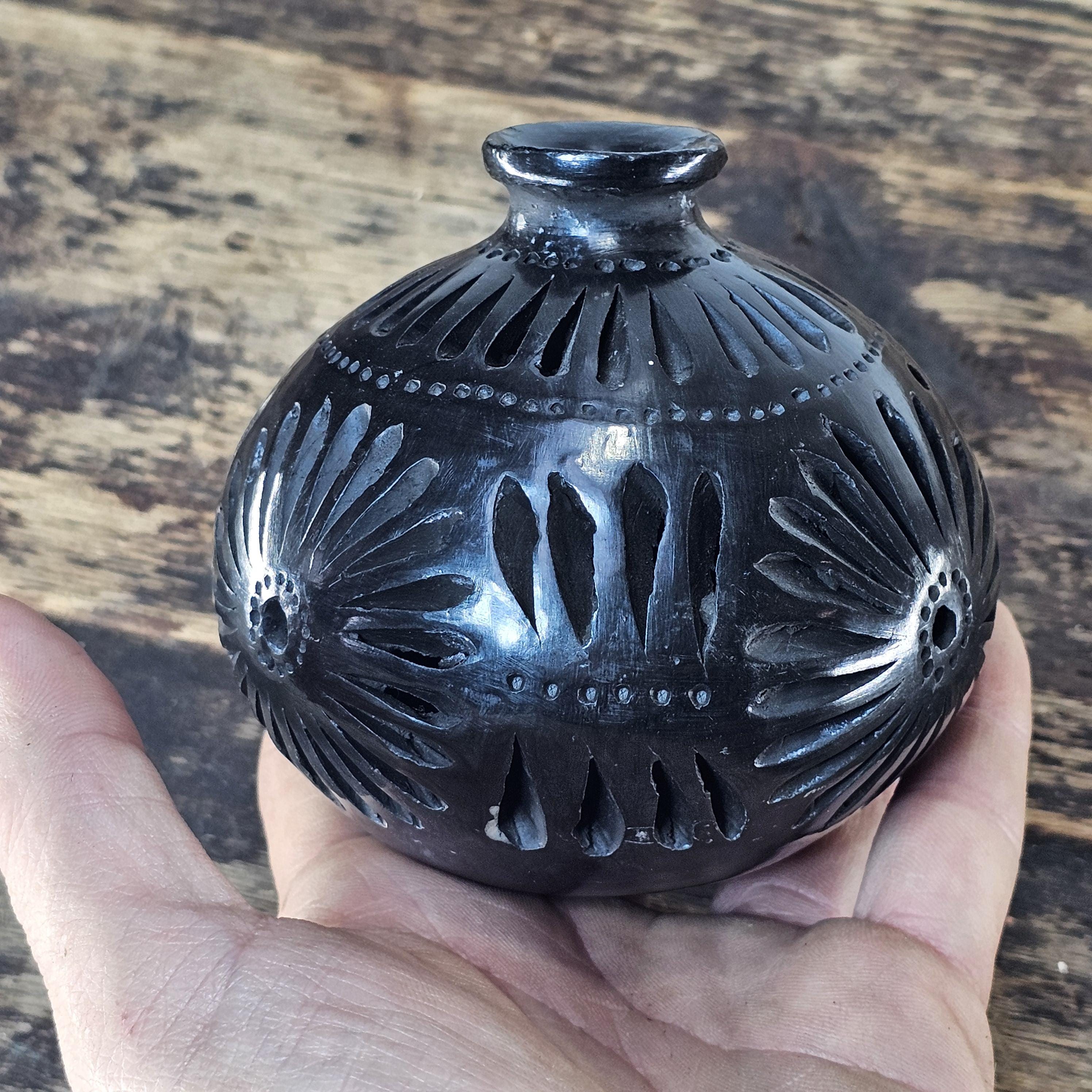 Vintage Barro Negro Pottery Cut Out Black Mexican Folk Art Oaxaca Mexico