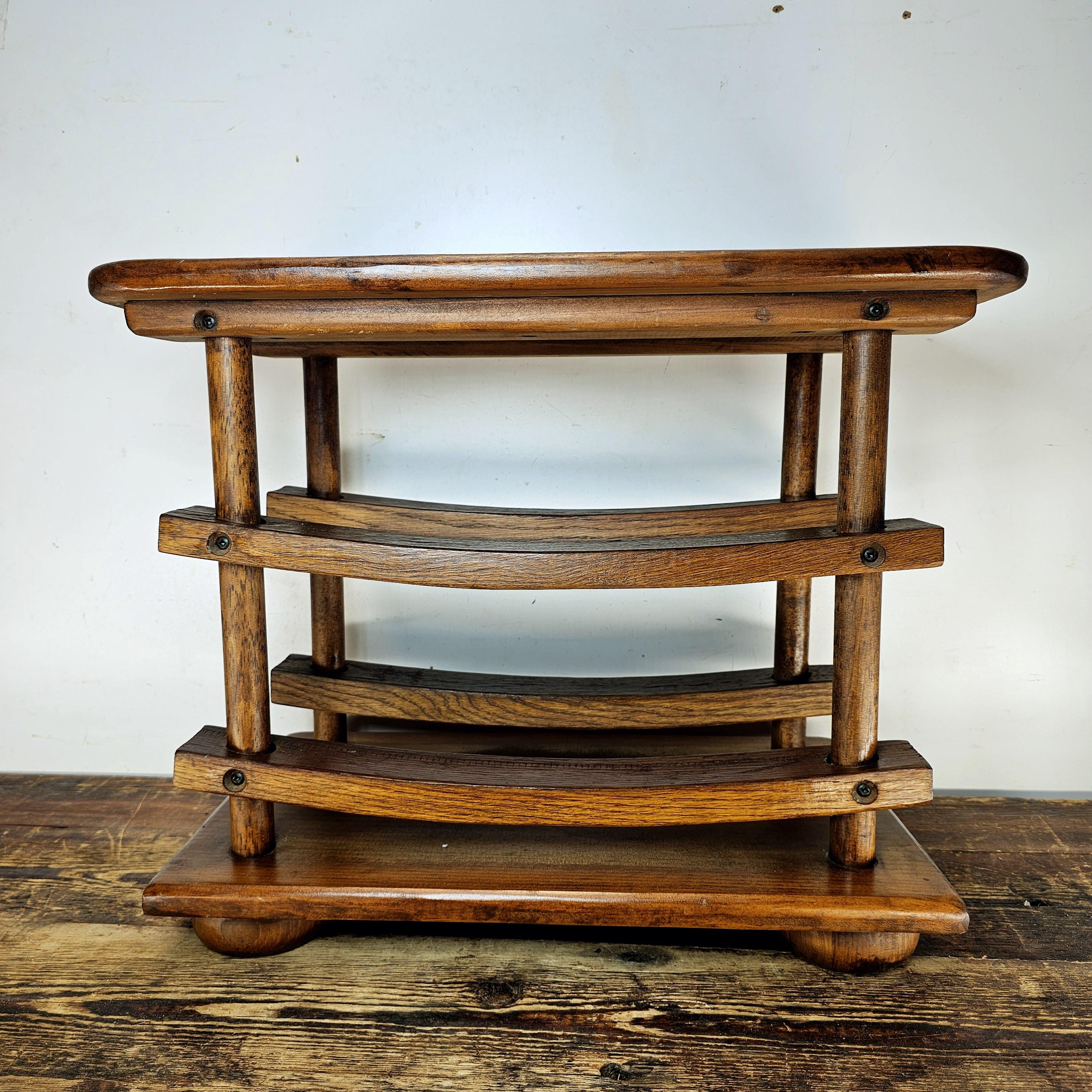 Vintage Wooden Double Decker Wine Rack with Serving Top