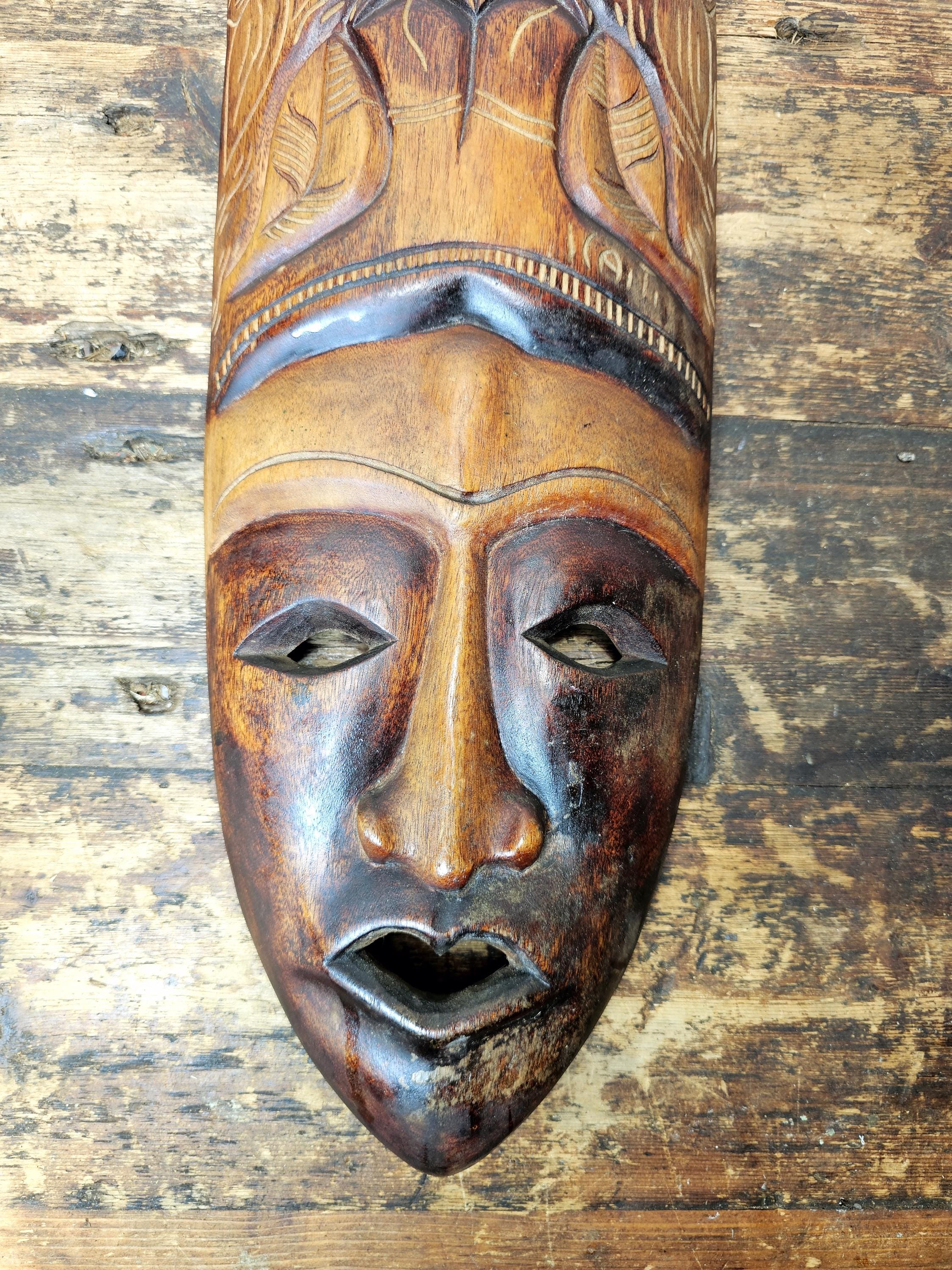 Haitian Wooden Carving Bird Totem Mask 26"H