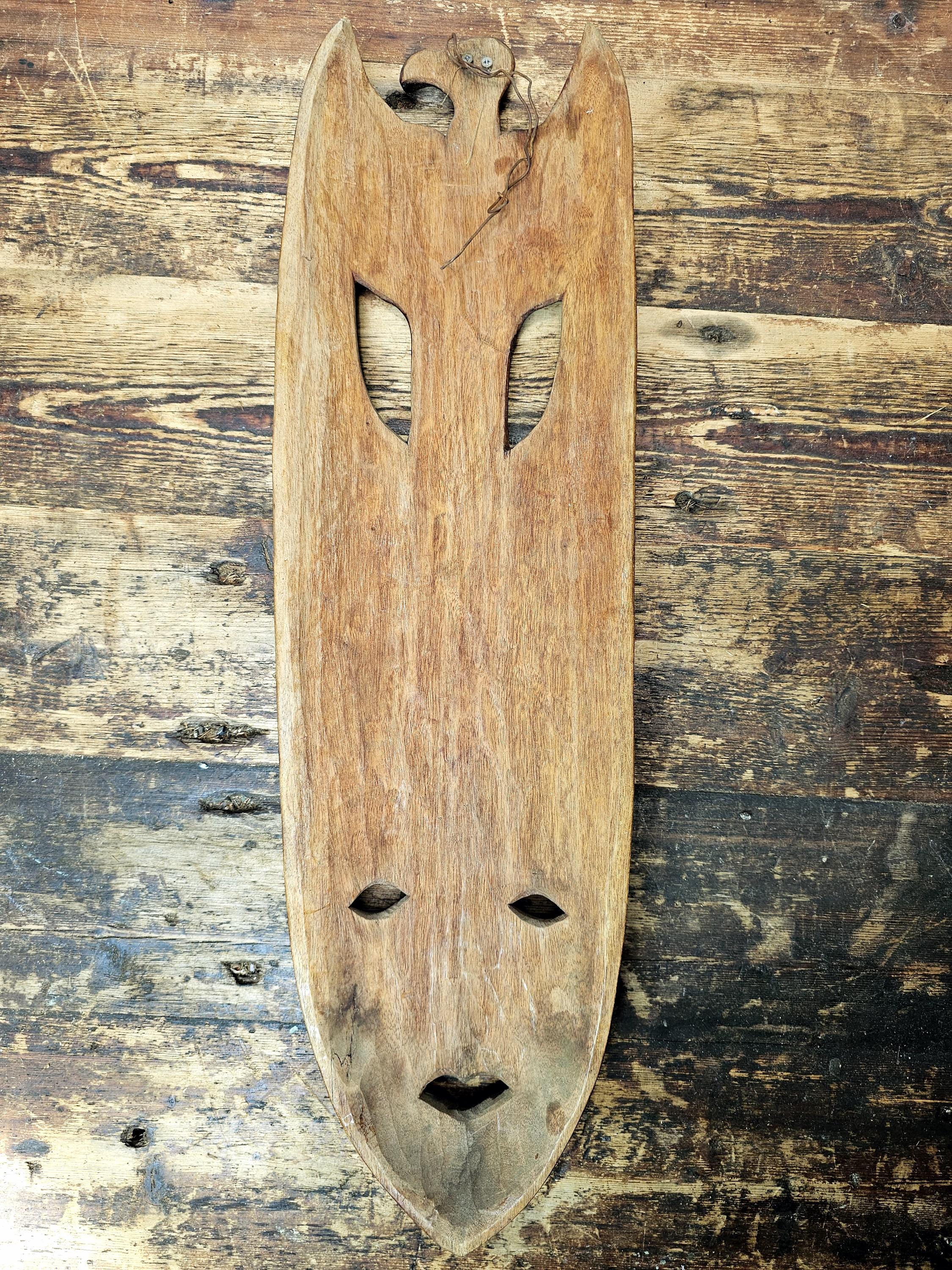 Haitian Wooden Carving Bird Totem Mask 26"H