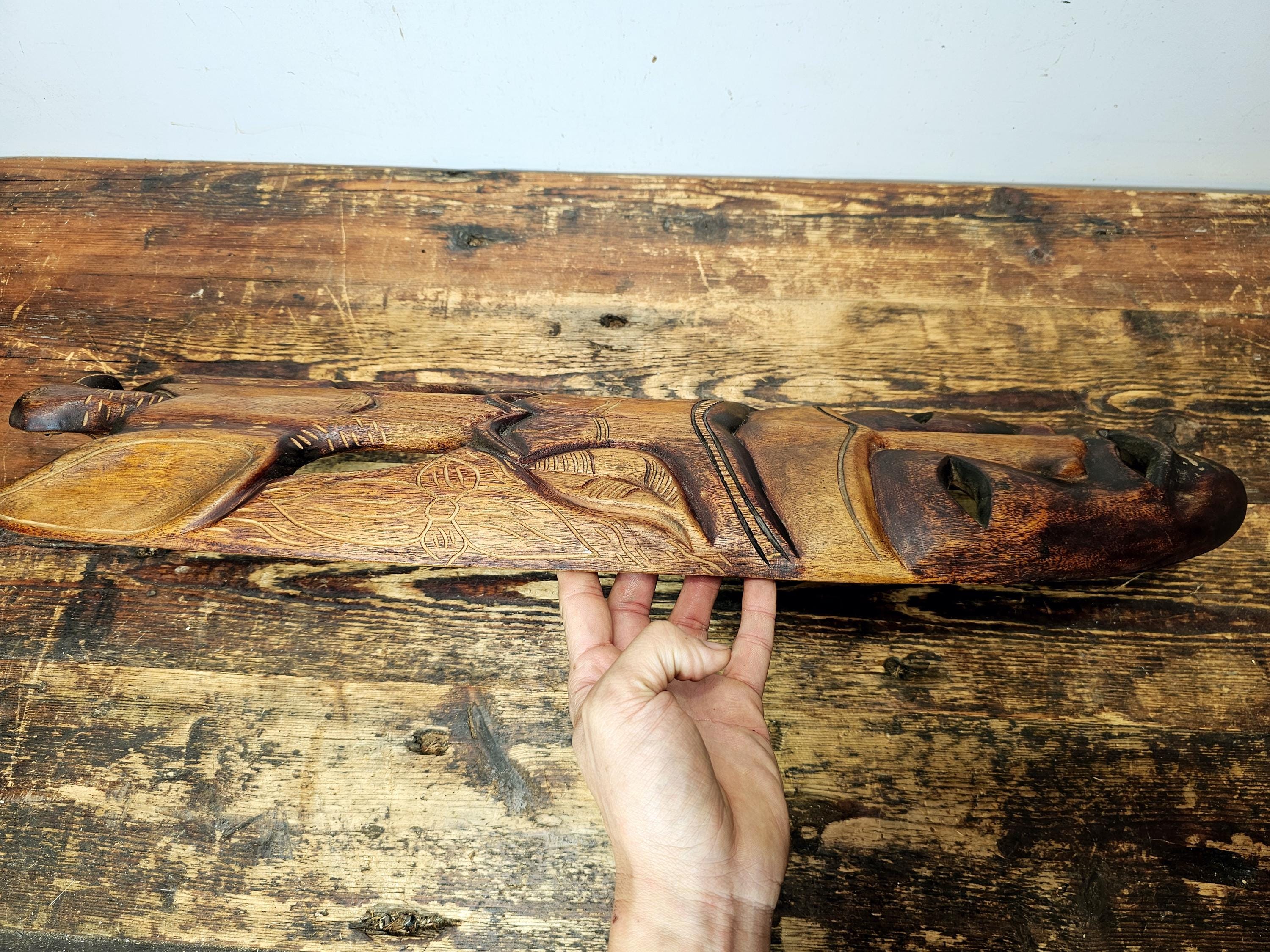 Haitian Wooden Carving Bird Totem Mask 26"H