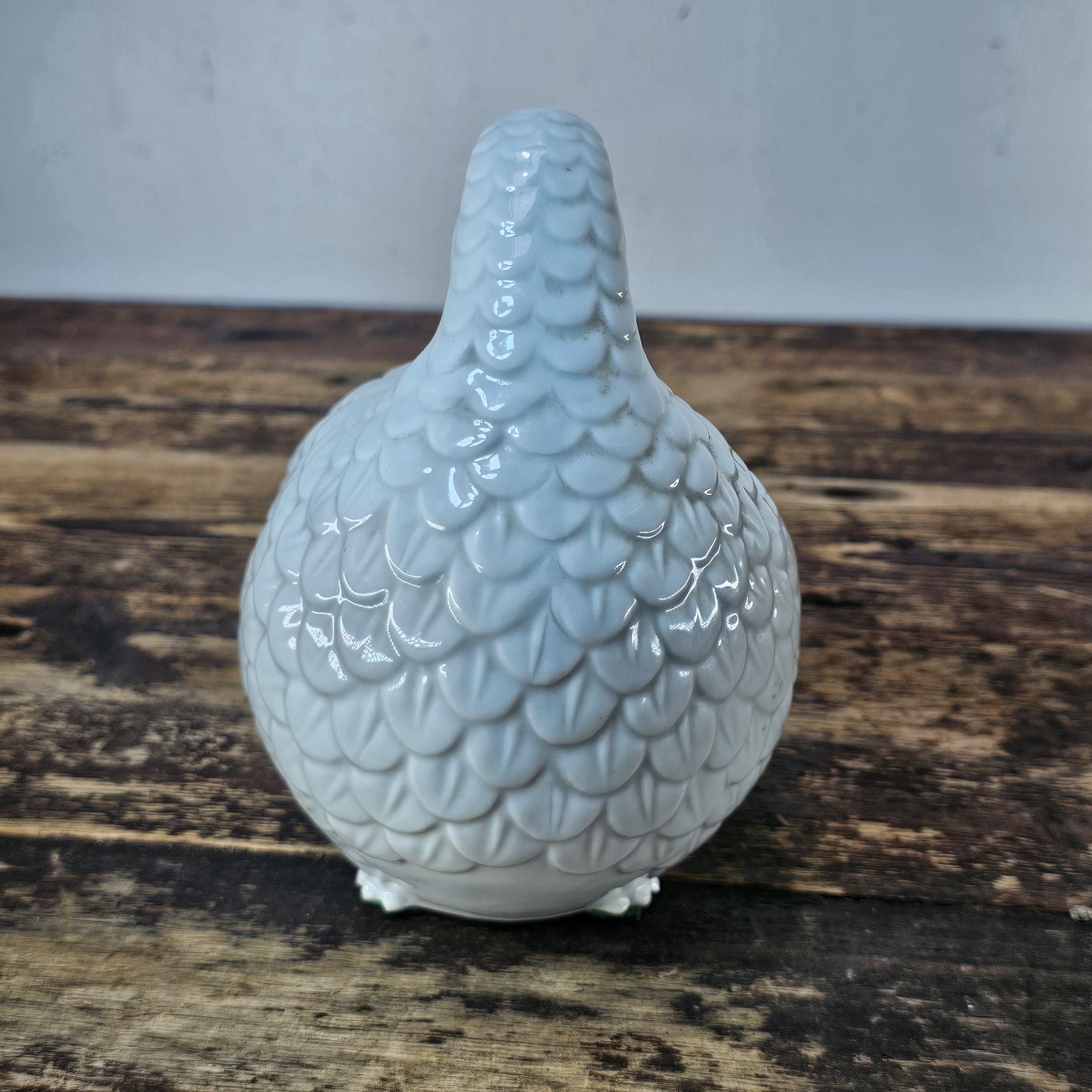 Vintage White Porcelain Quail Figurine Signed Made In Japan 7.5"L x 5"W x 7.5"H