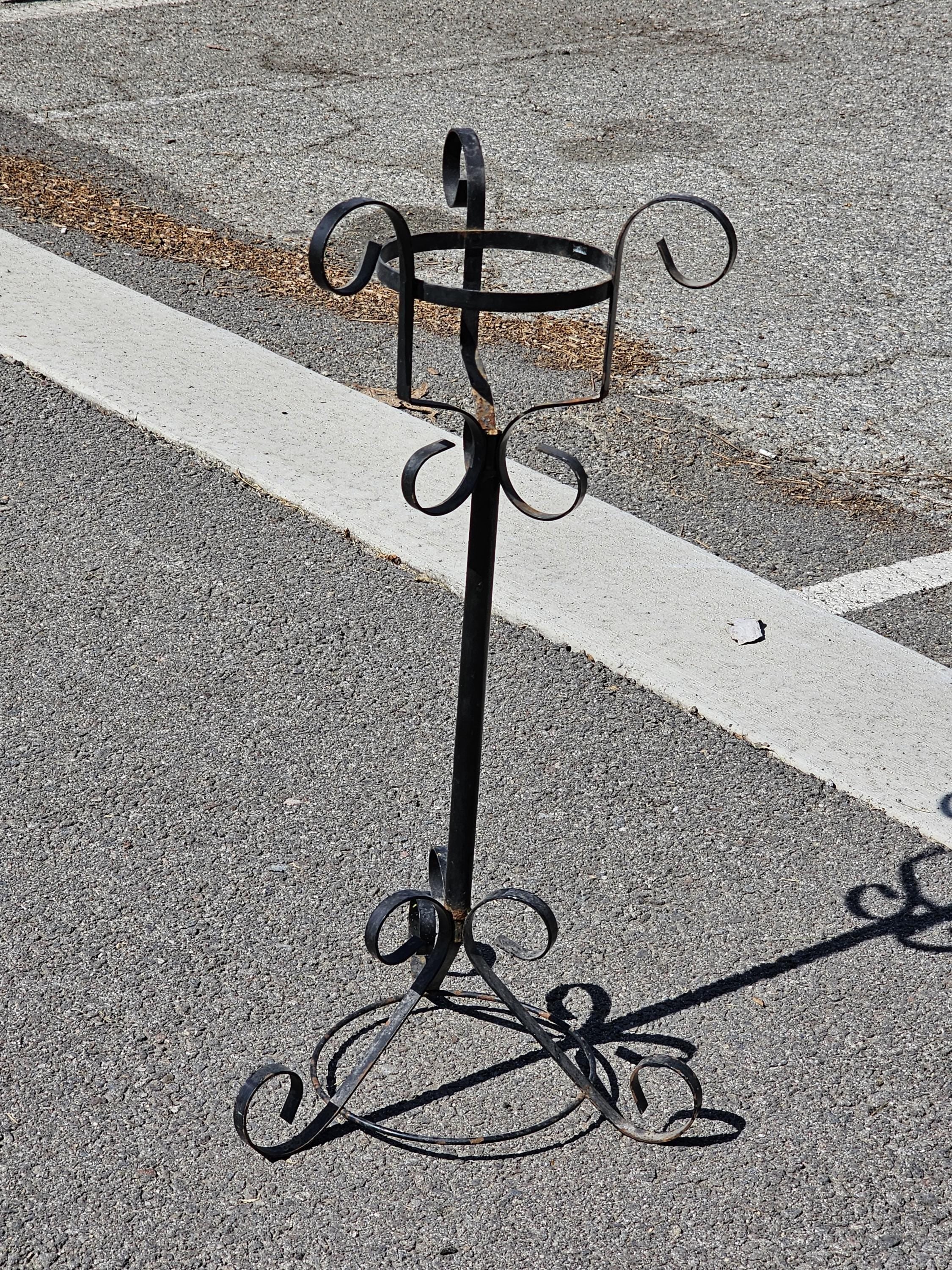 Vintage Scrolled Metal Plant Stand Rusty 27.5" H