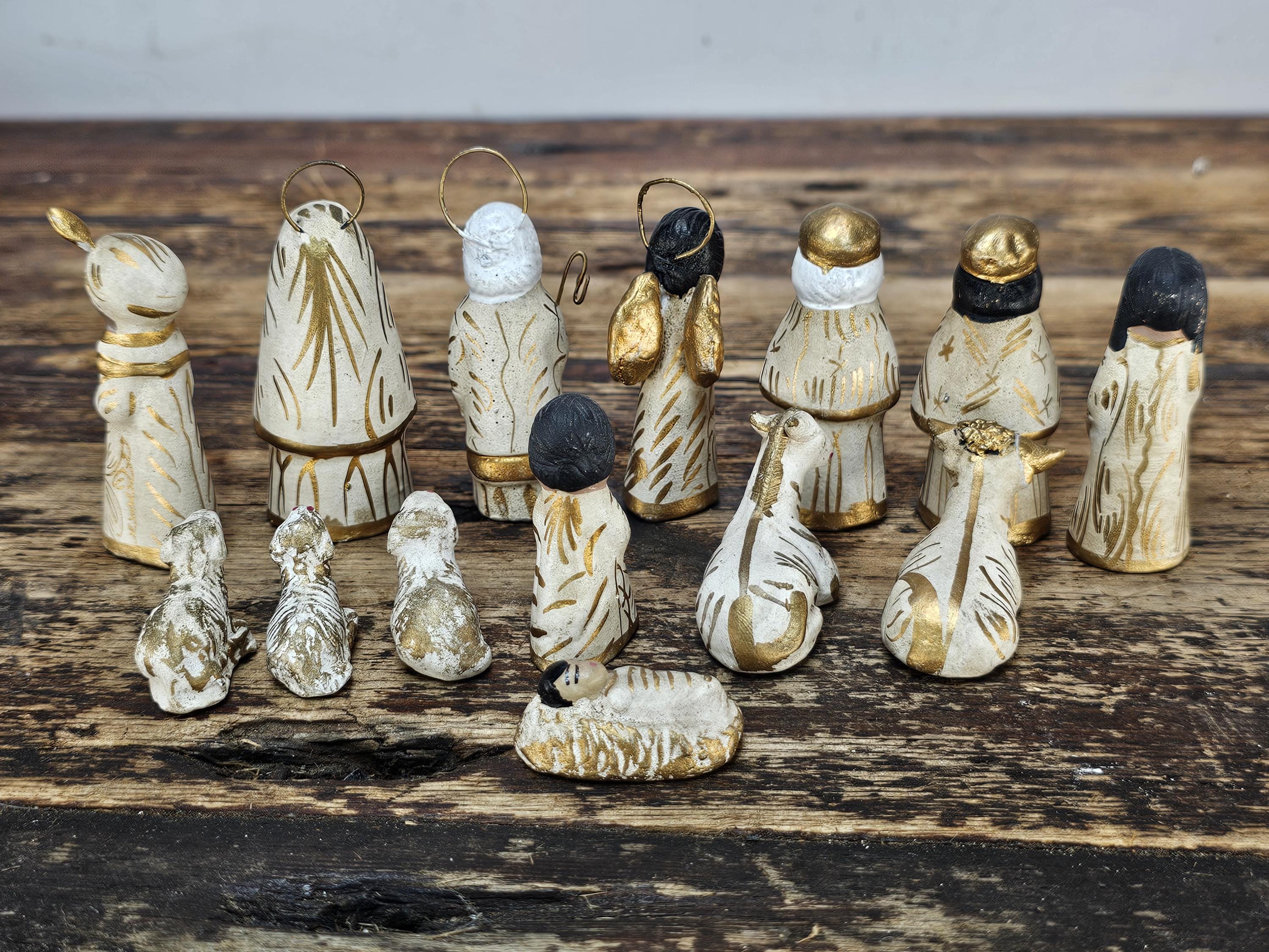 Tonalá Style Mexican Folk Art Nativity Set with Glass House