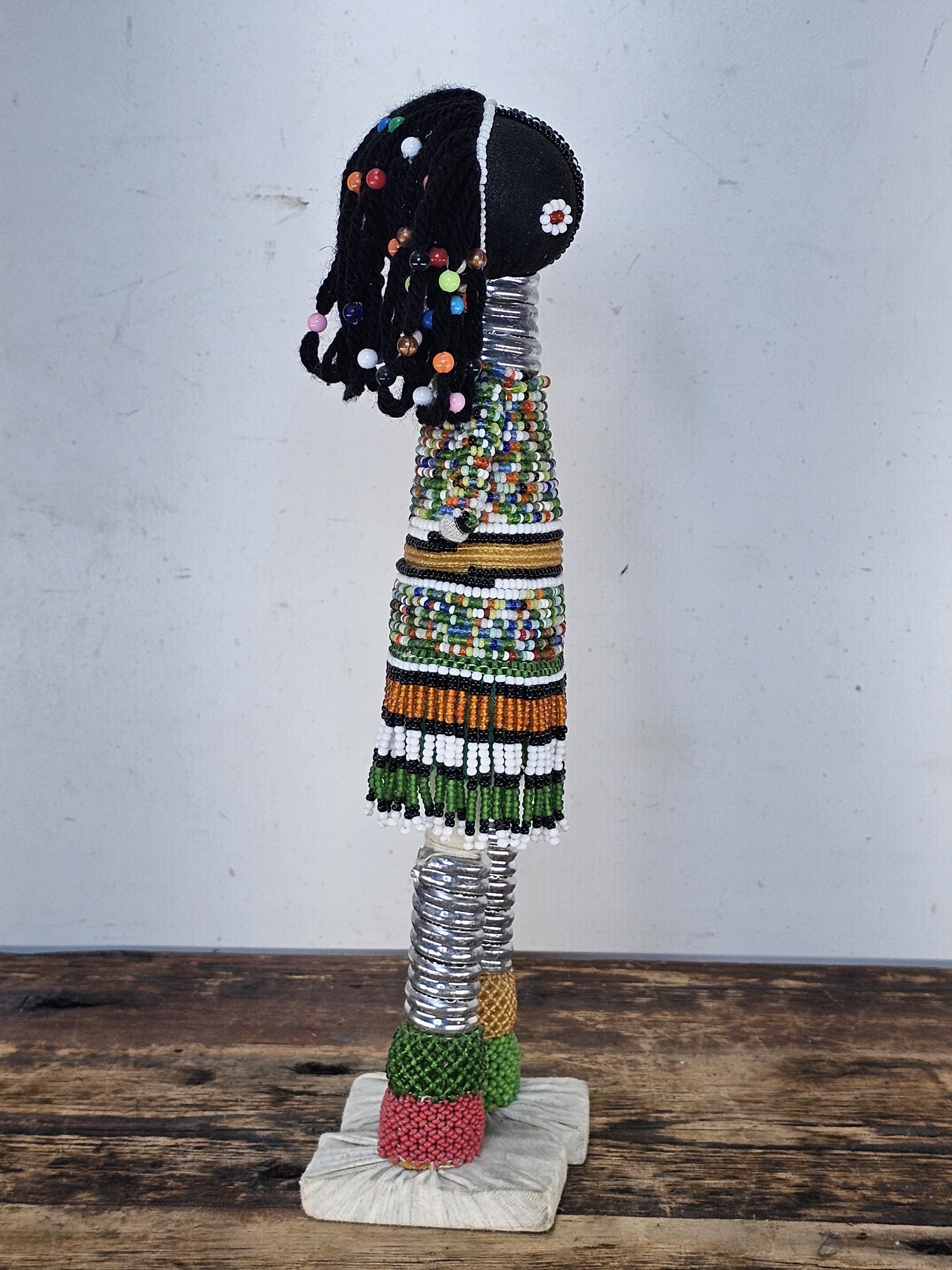 South African Premium Ndebele Beaded Art Doll 13"H