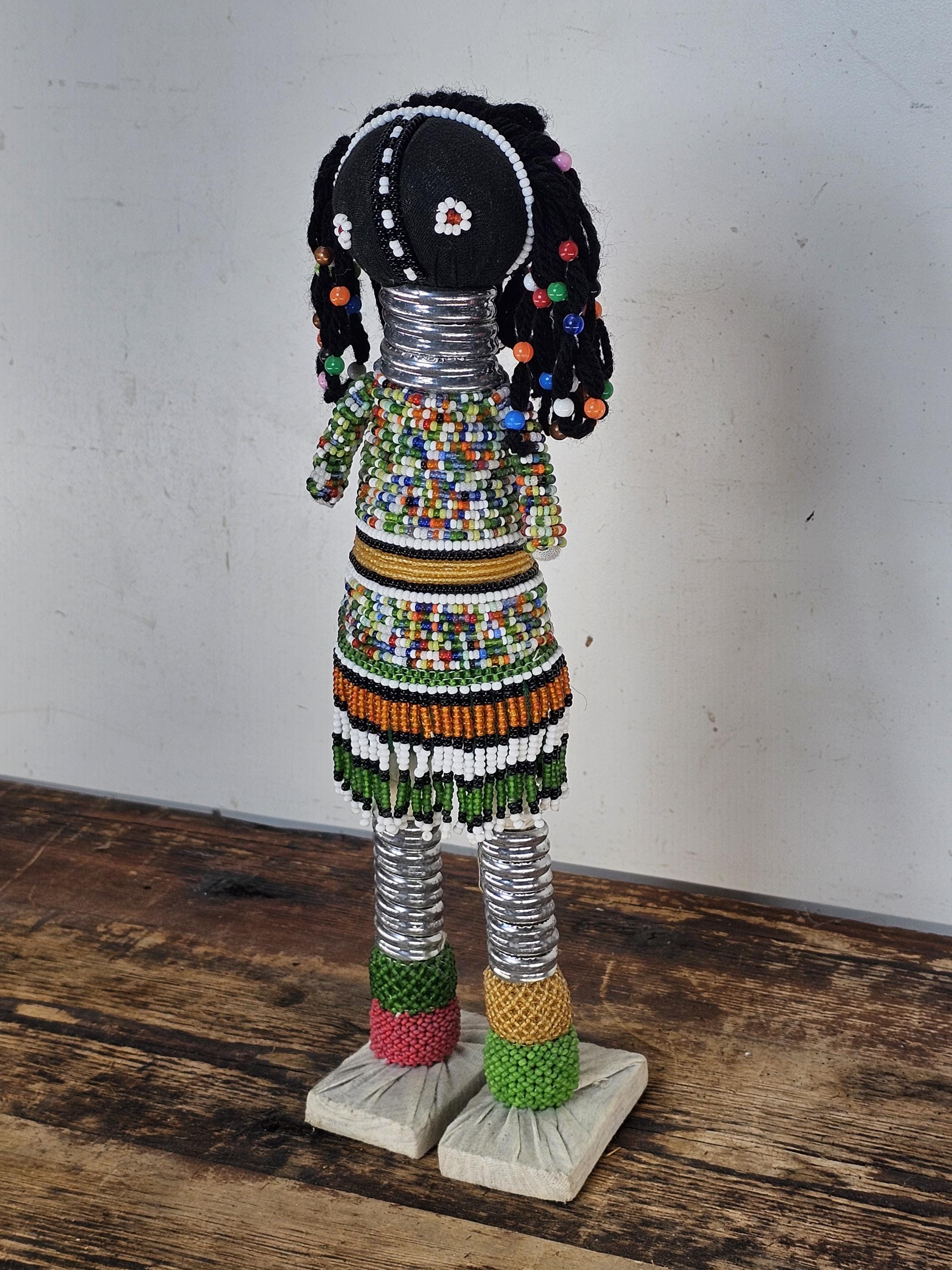 South African Premium Ndebele Beaded Art Doll 13"H
