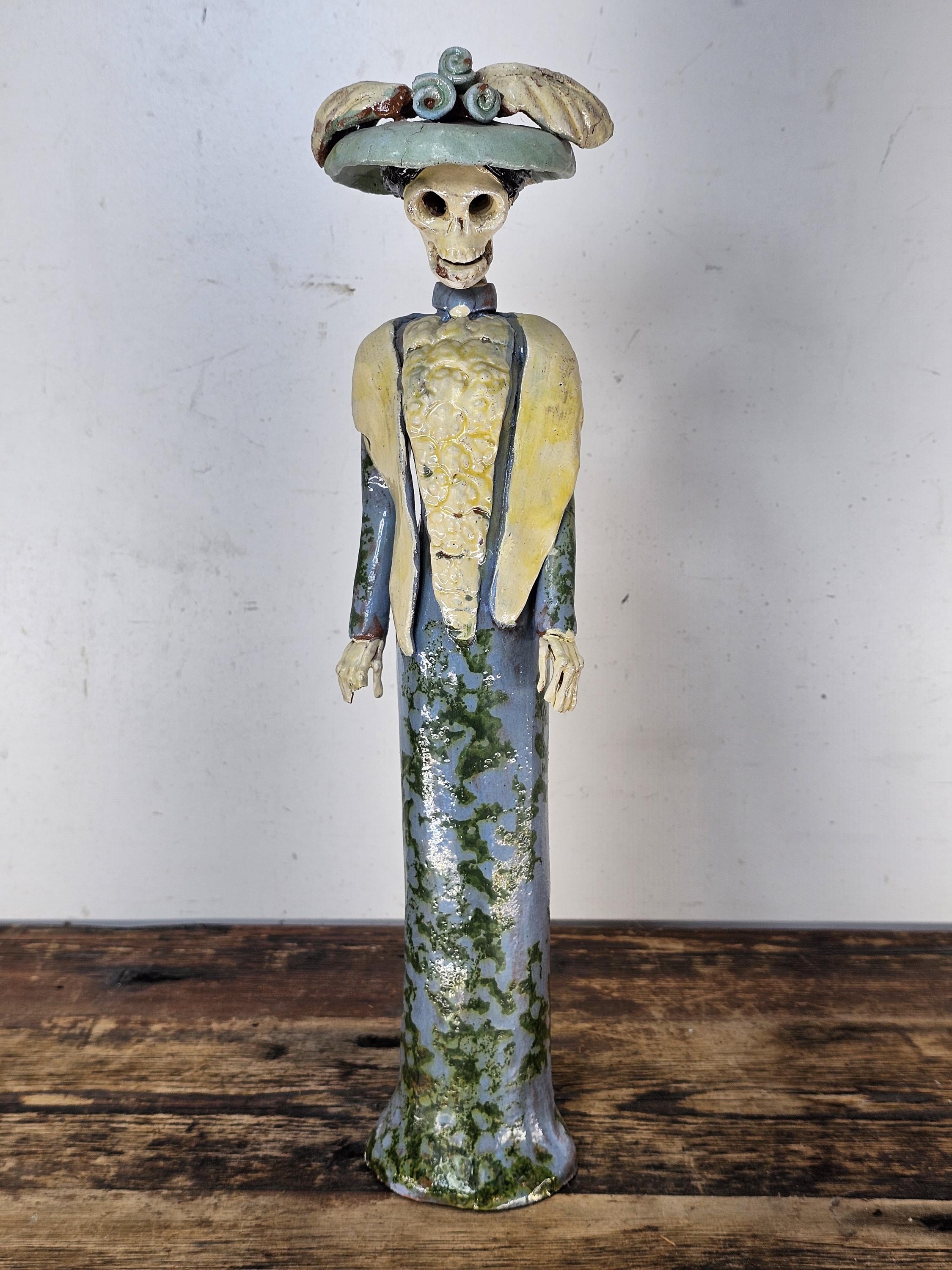 Day of the Dead Catrina Doll La Calavera Catrina Signed By Mario Romero 14.5"H