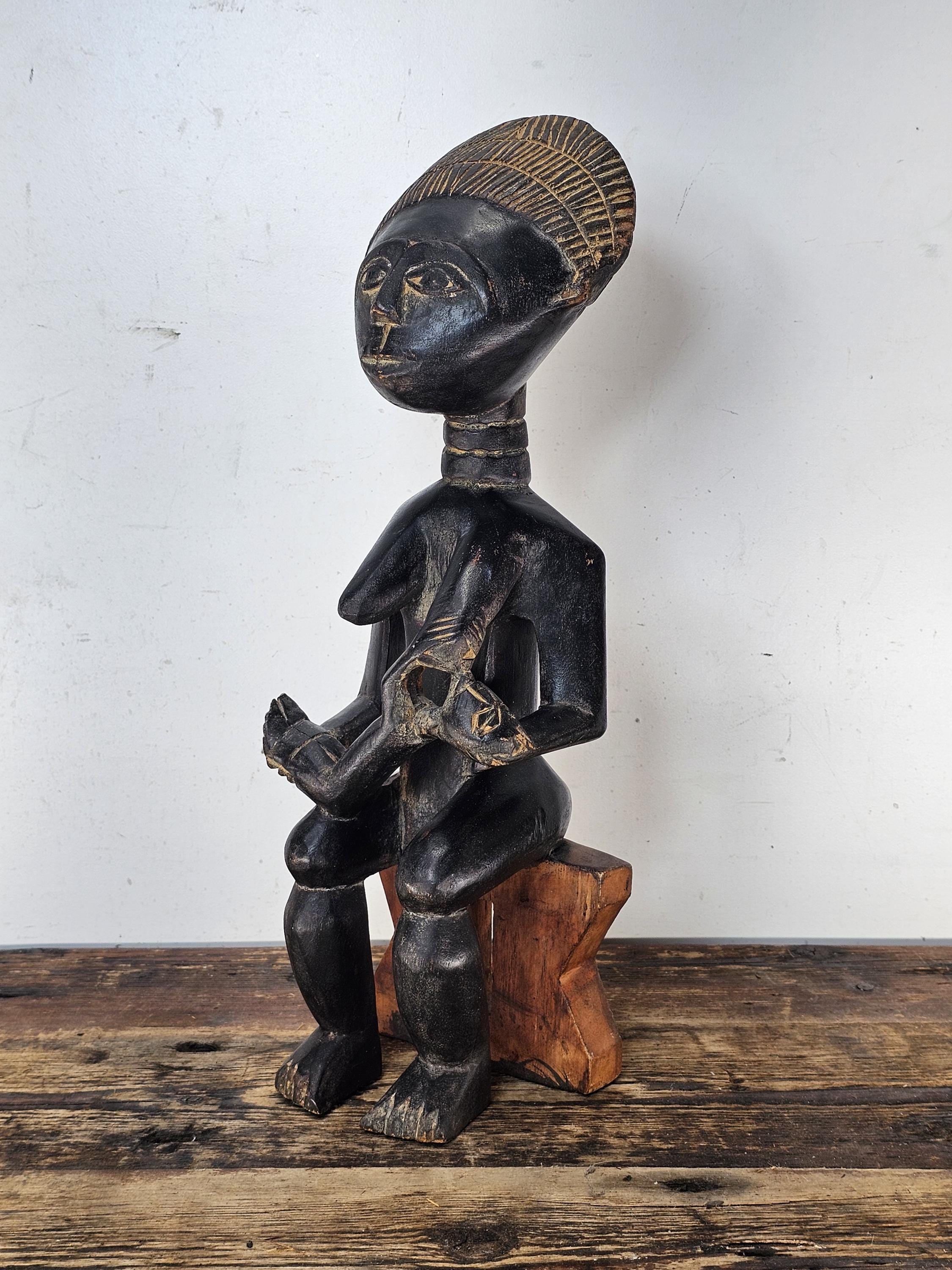 Ghana Ashanti Traditional Wooden Maternal Figure 15"H x 4.75"W x 4"D