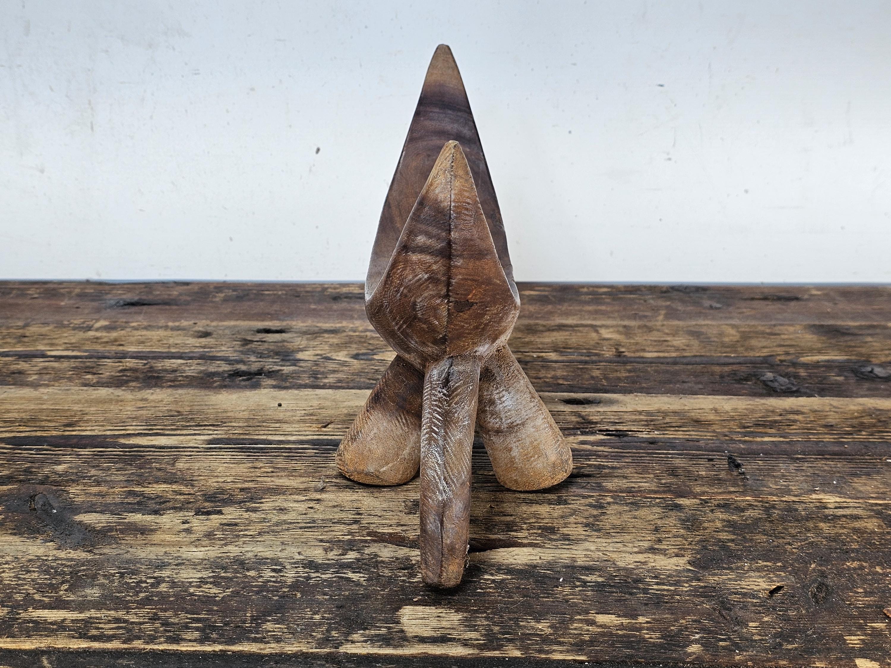 South Sudanese Dinka Tribal Hand-Carved Wooden Neck Rest Headrest 14.5"L