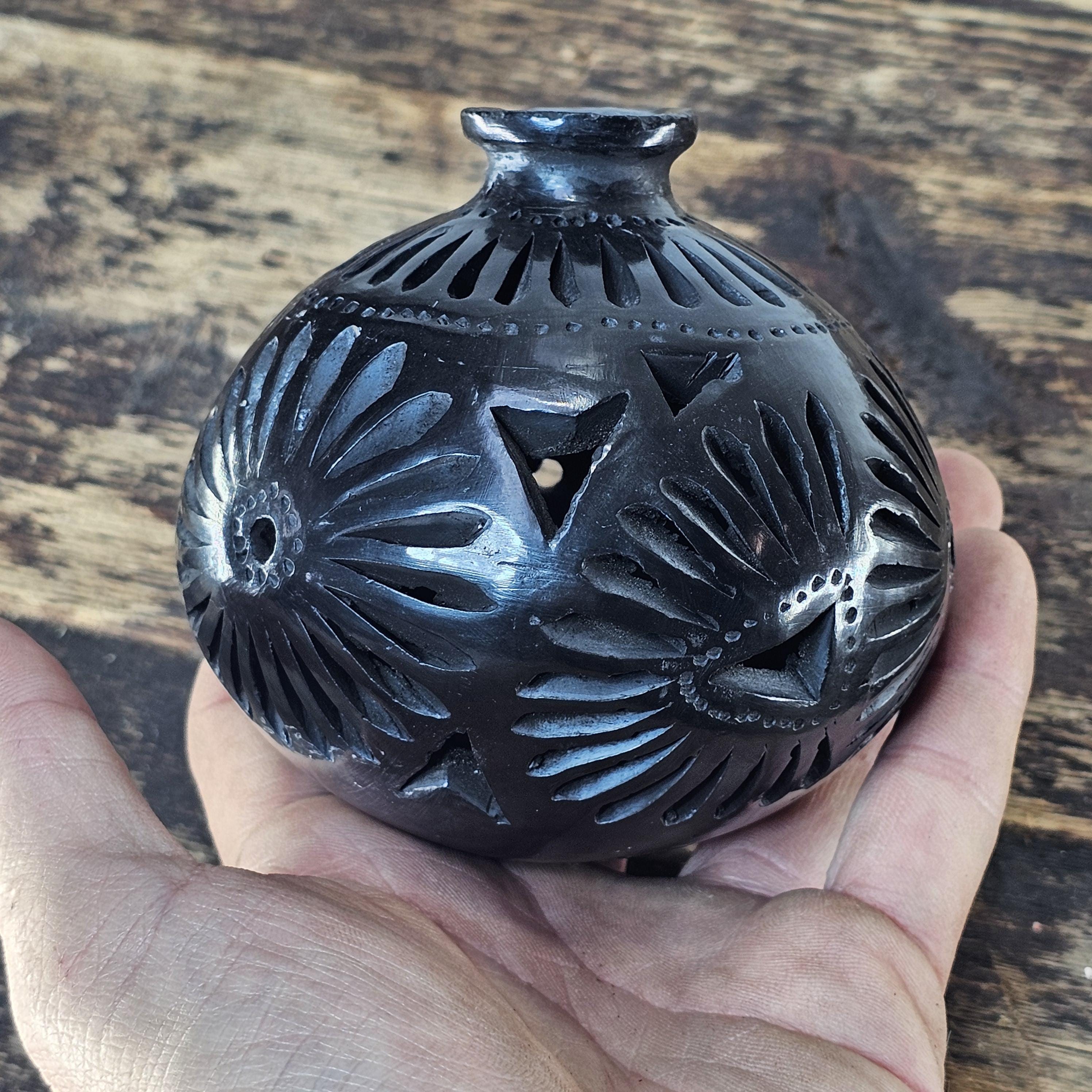 Vintage Barro Negro Pottery Cut Out Black Mexican Folk Art Oaxaca Mexico