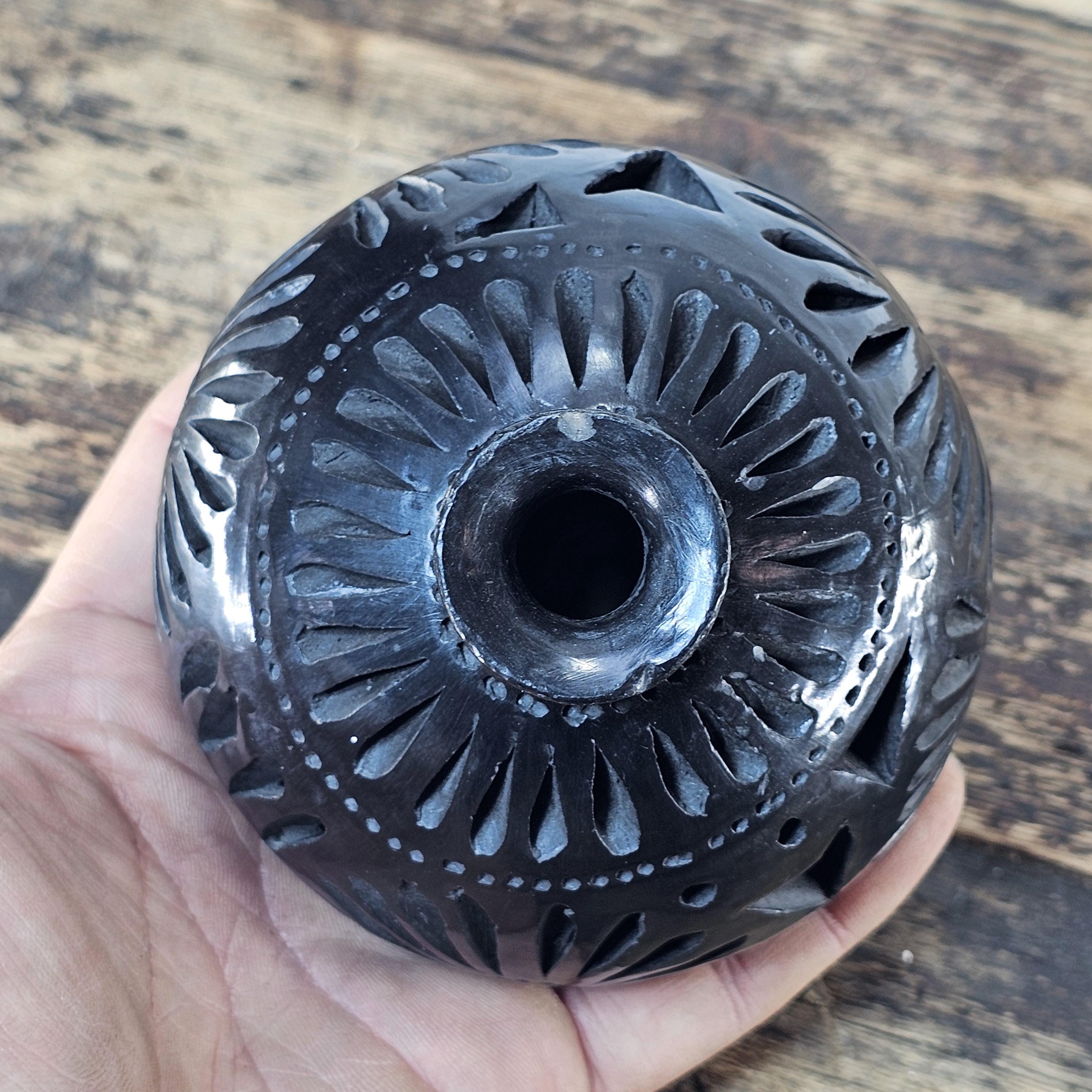 Vintage Barro Negro Pottery Cut Out Black Mexican Folk Art Oaxaca Mexico