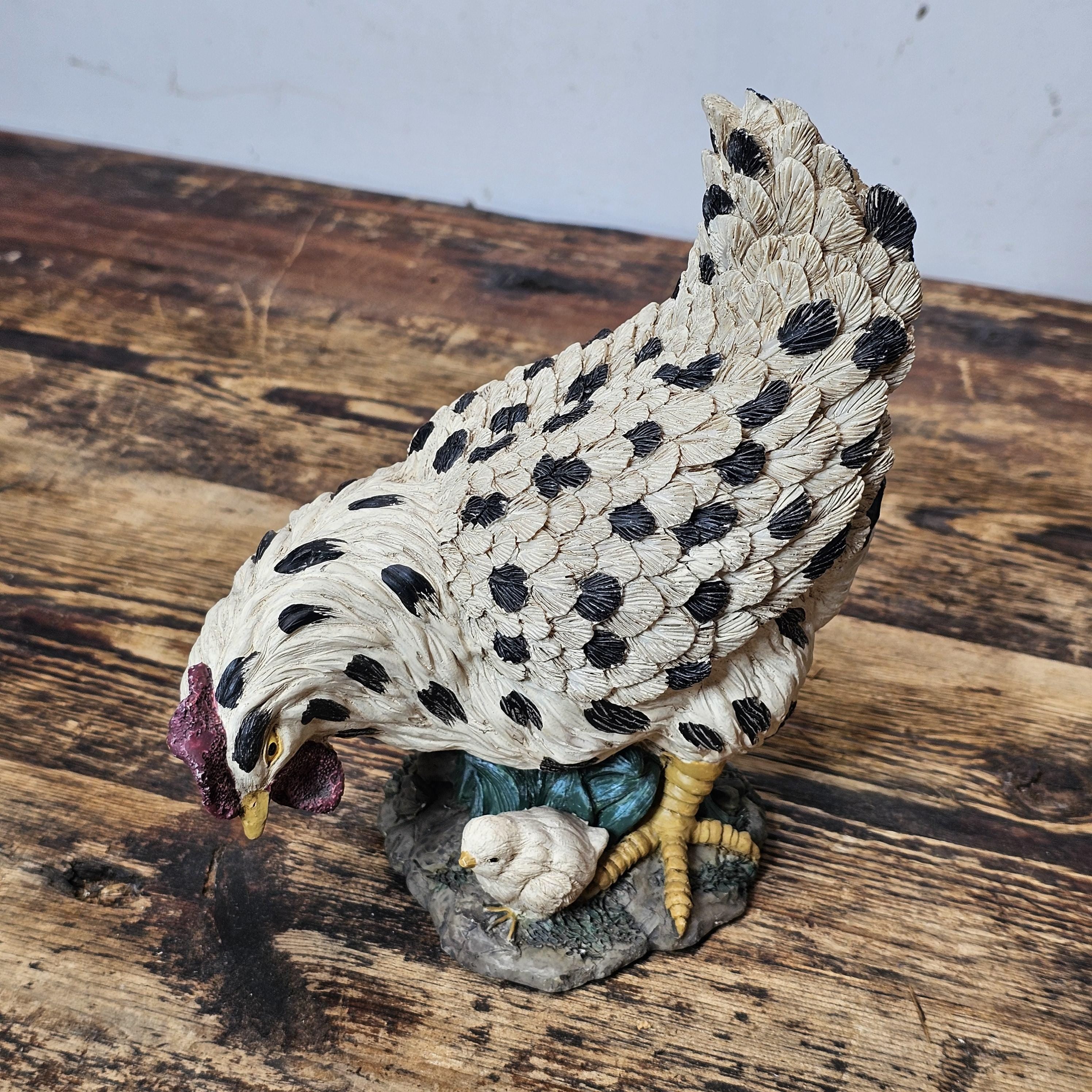 Youngs Inc. Chicken Hen & Baby Chick Resin Figure 7"H