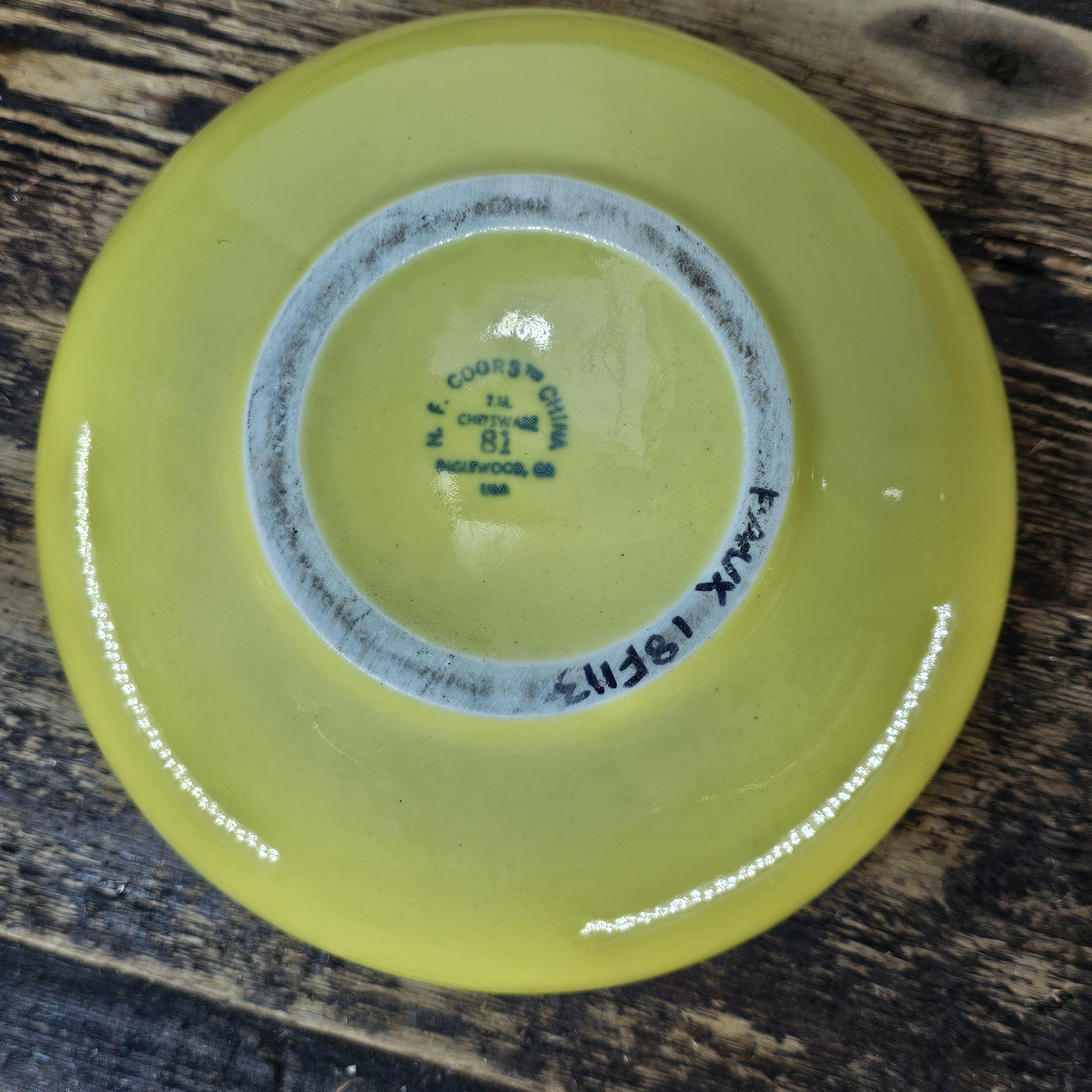 H.F. Coors Vintage Restaurant Ware Lime Green Bowl 8.75"Diam × 3"H