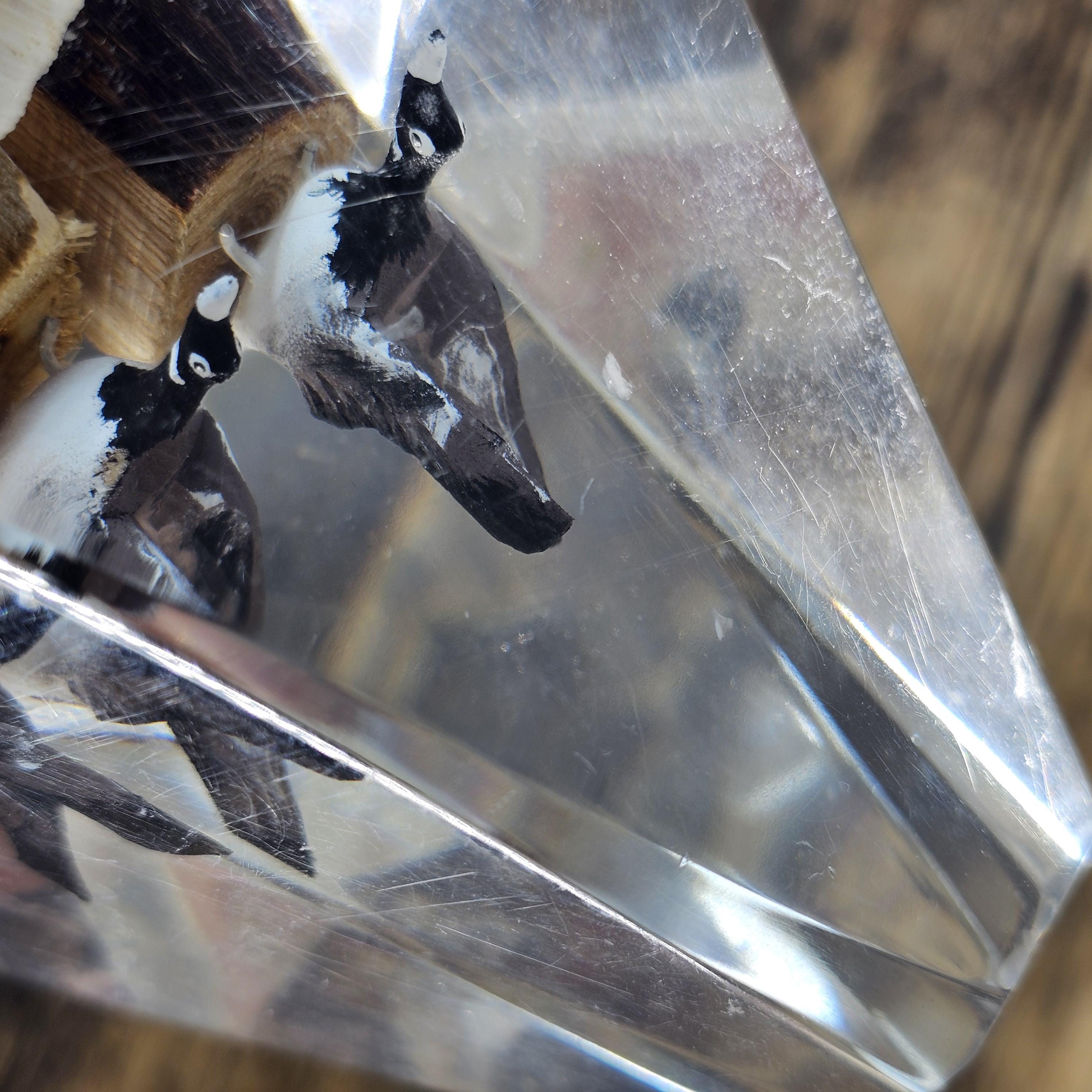 Vintage Lucite Canadian Geese Duck Paperweight