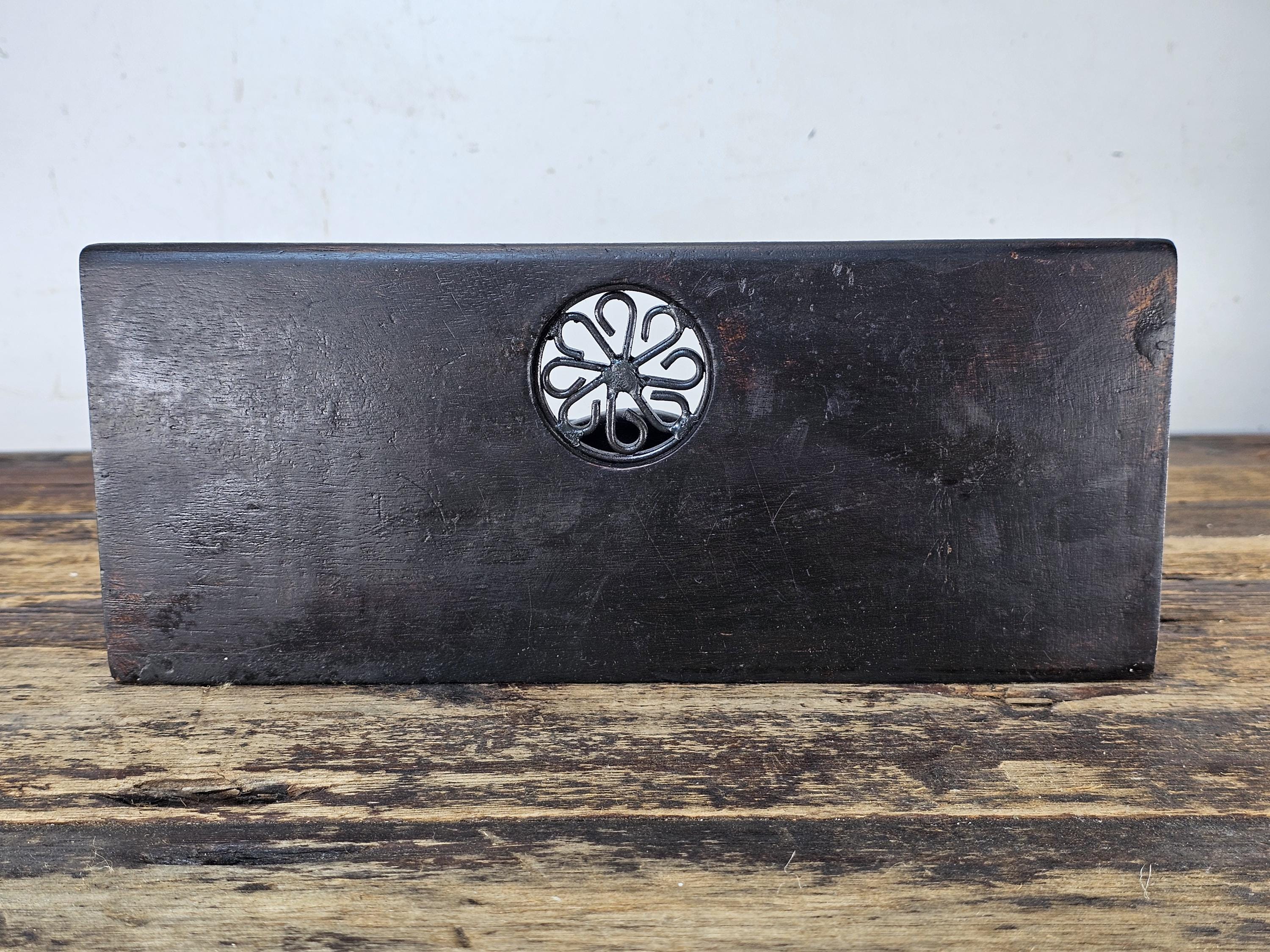 Vintage Wooden Black Painted Desk Organizer /Card Holder