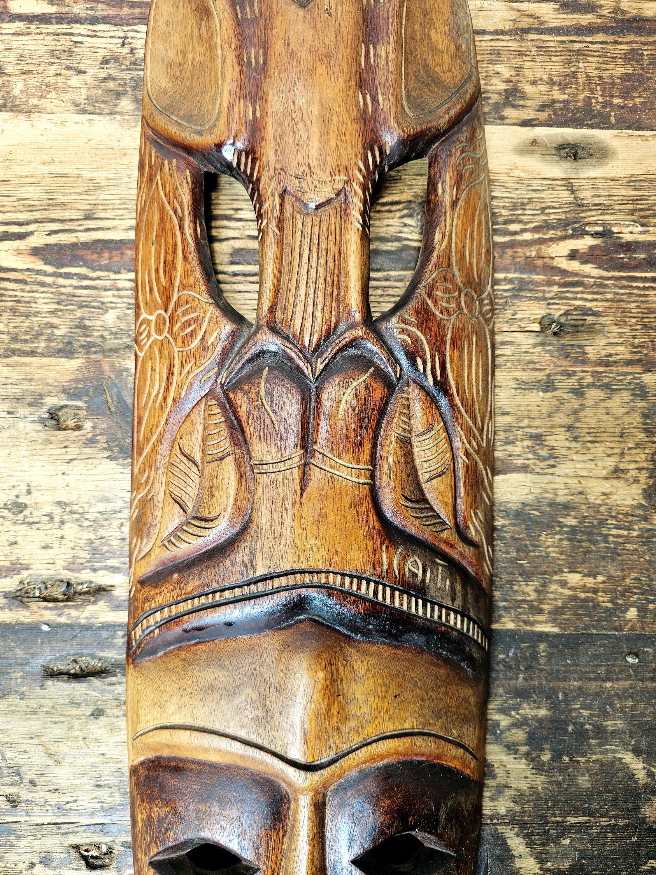 Haitian Wooden Carving Bird Totem Mask 26"H