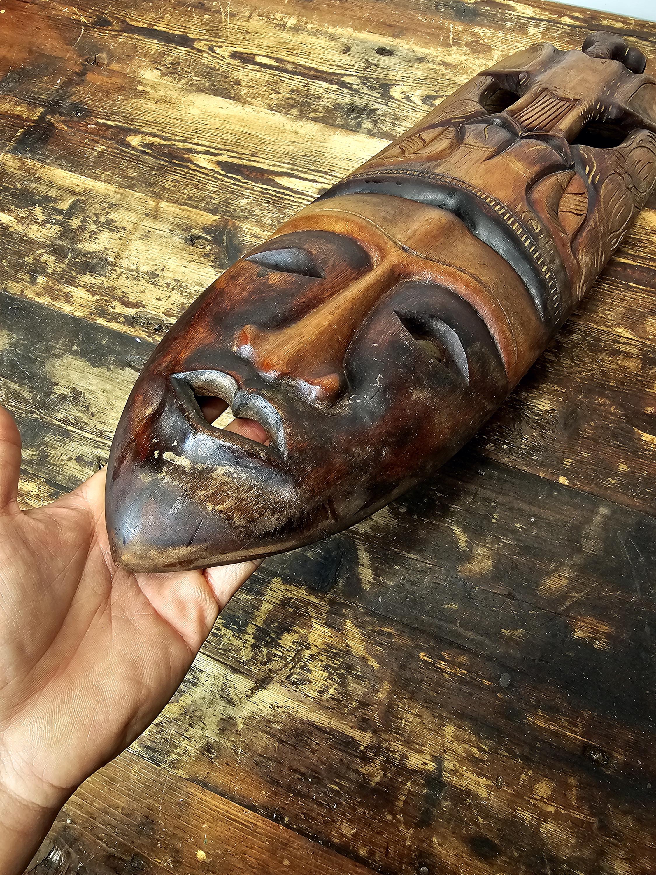 Haitian Wooden Carving Bird Totem Mask 26"H