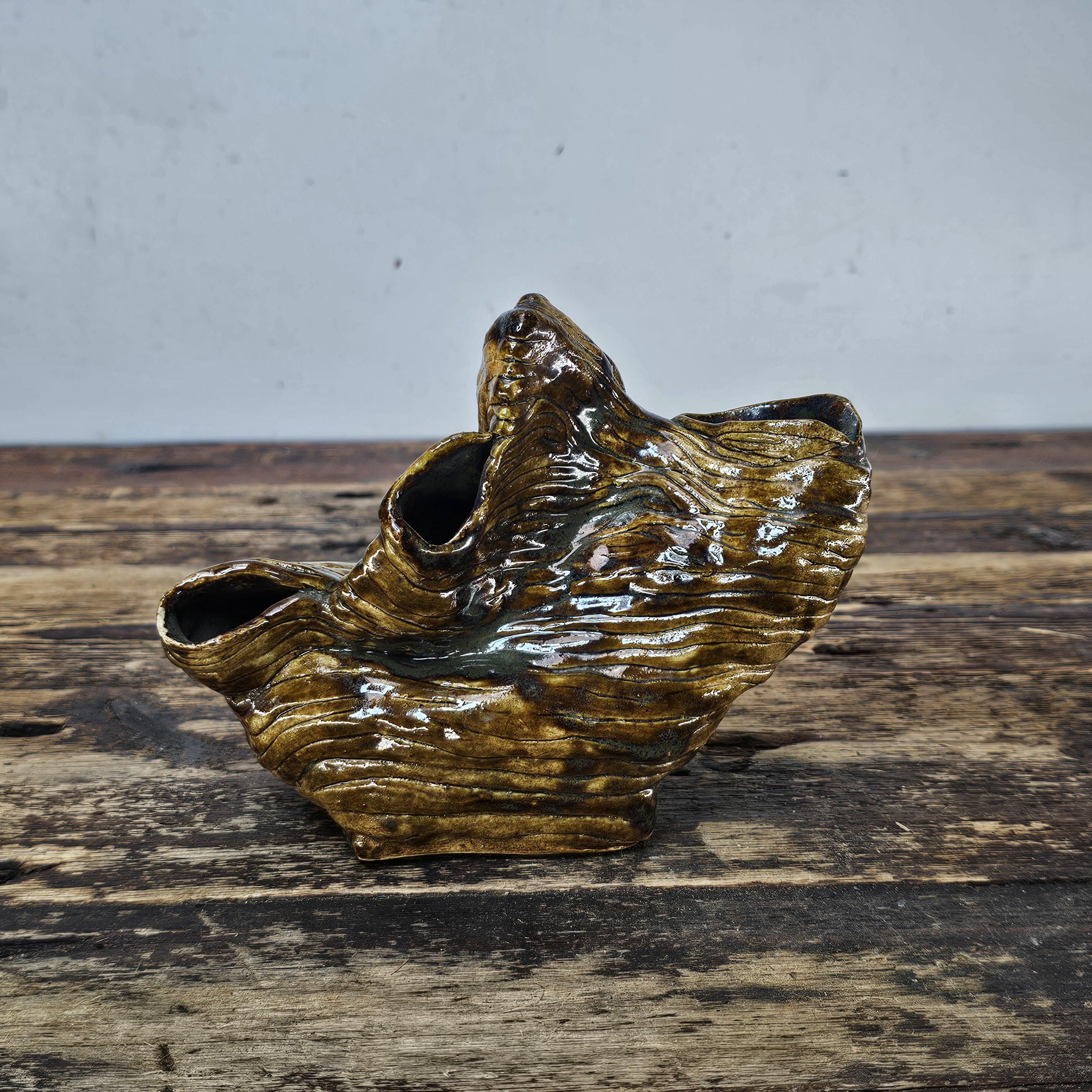 1970s Studio Art Organic Multi-Opening Flower Vase 7"L x 3"D x 5.75"H