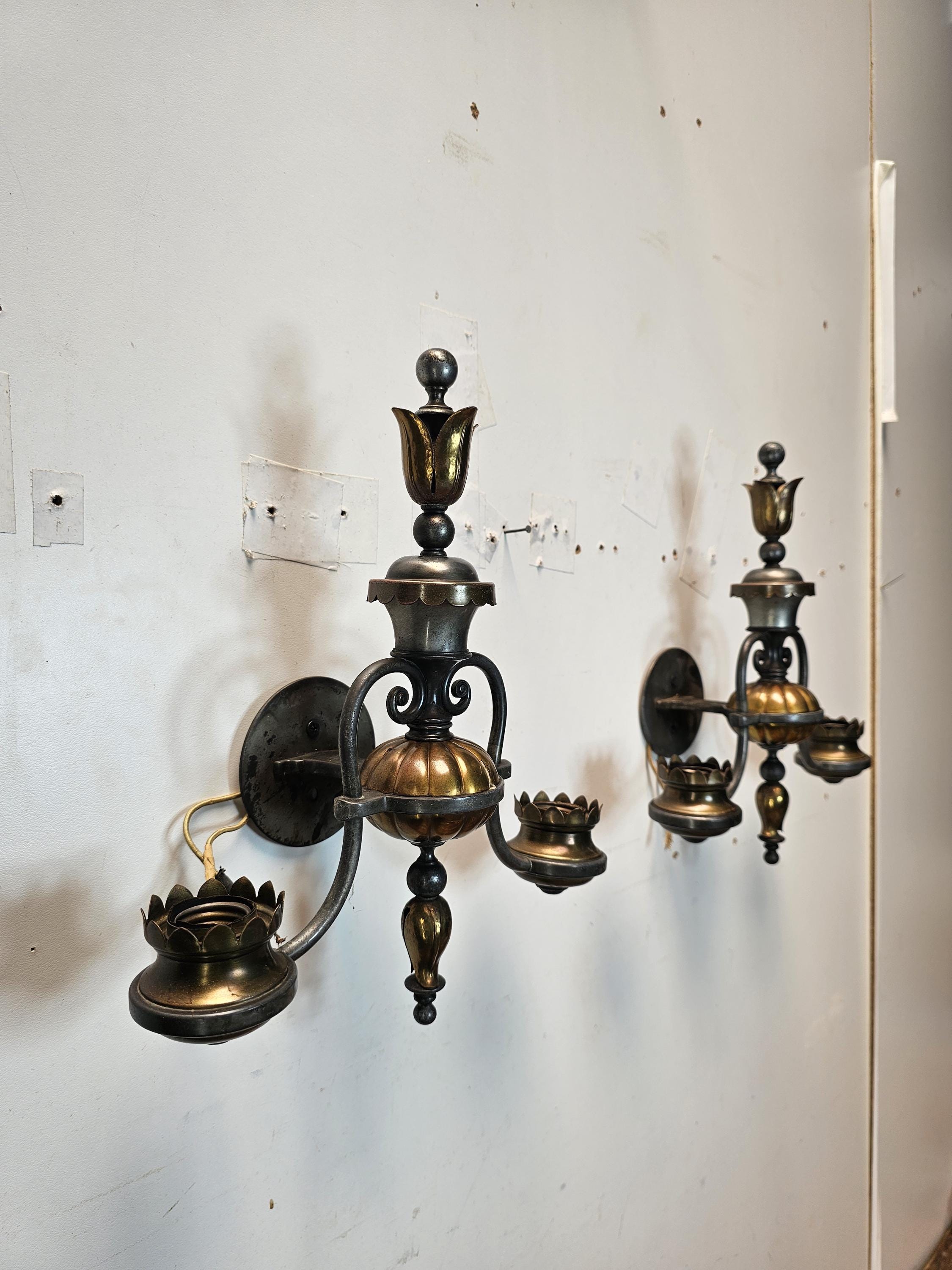 Antique Victorian Style Double-Arm Wall Sconce (Pair)