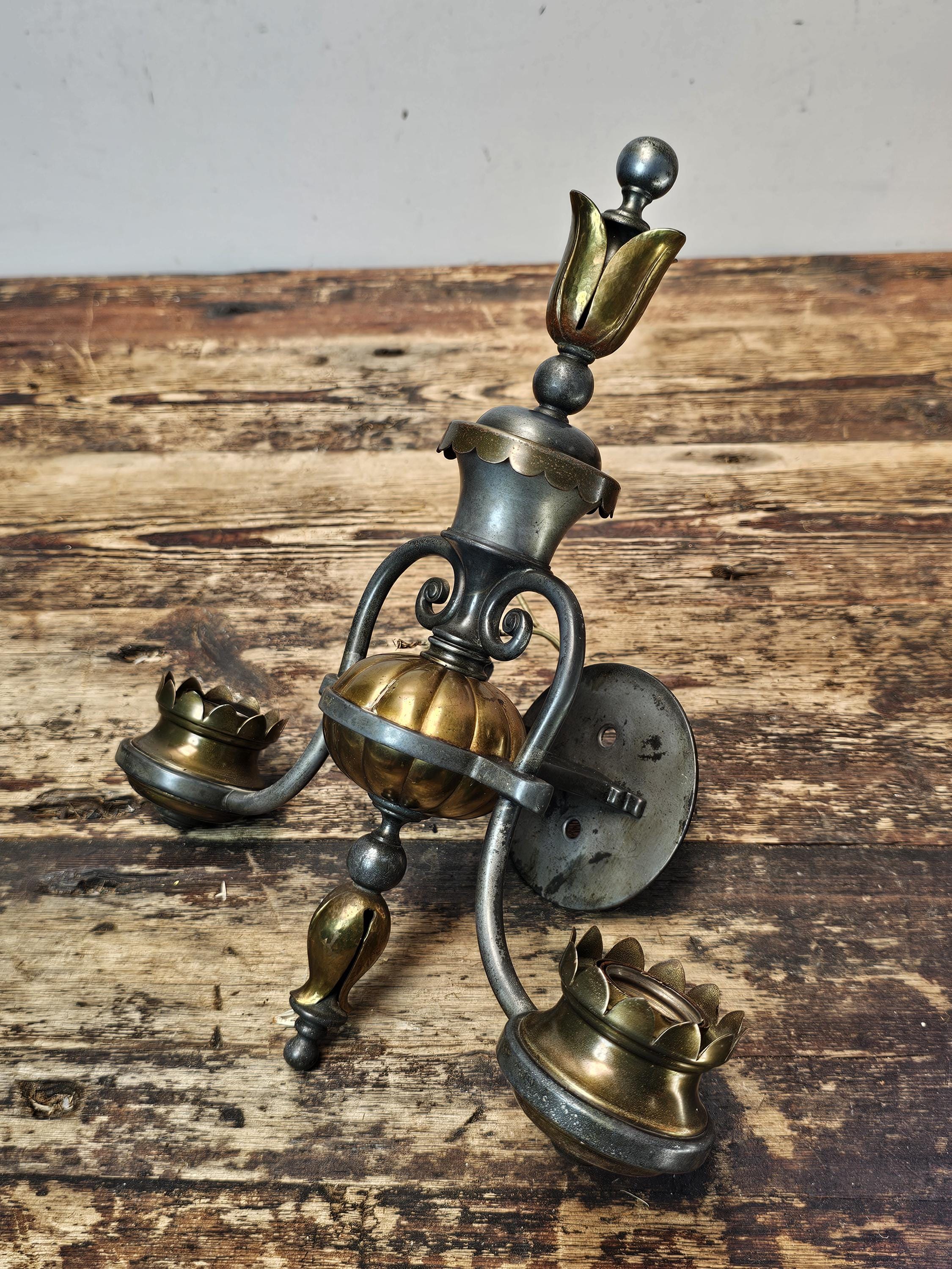 Antique Victorian Style Double-Arm Wall Sconce (Pair)