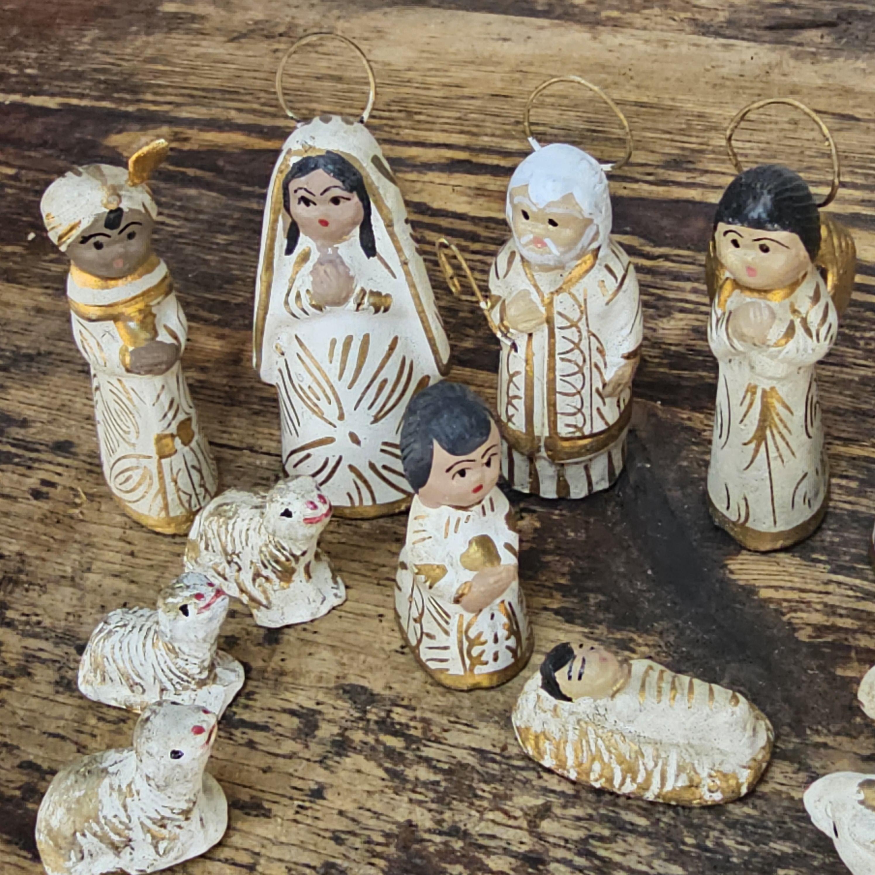 Tonalá Style Mexican Folk Art Nativity Set with Glass House