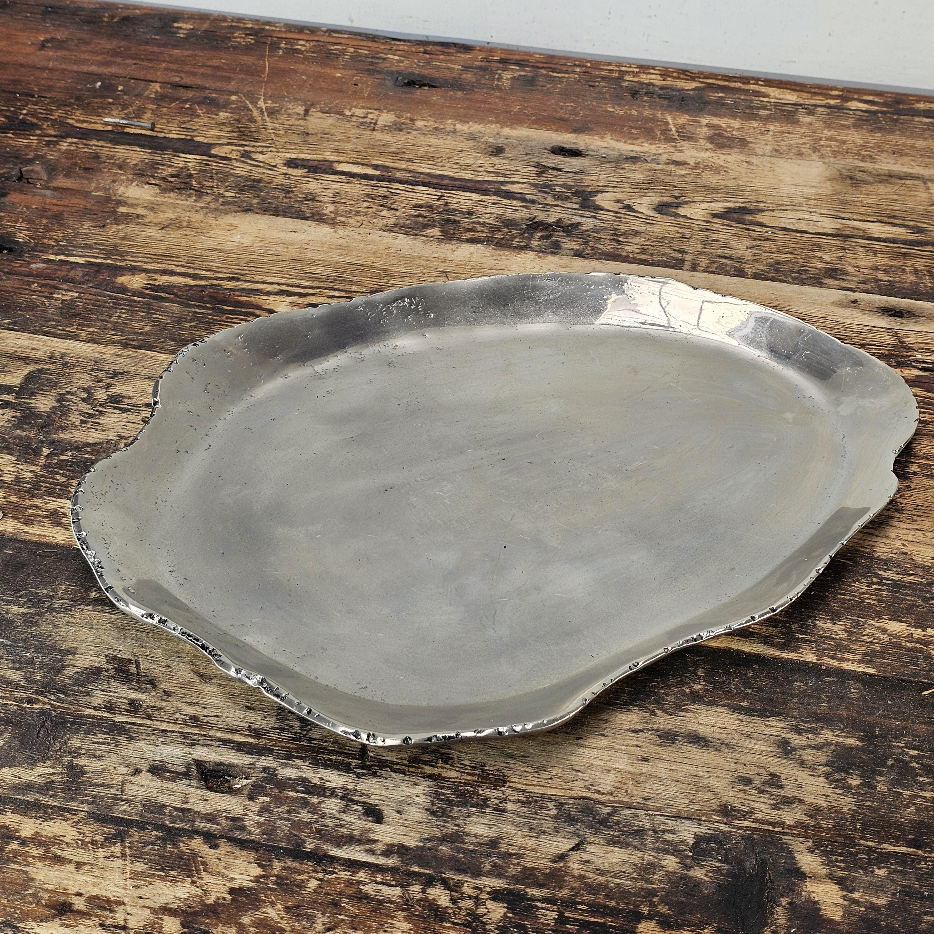 Aluminum Organic Form Decorative Tray 15"L × 11.5"W × 1"H