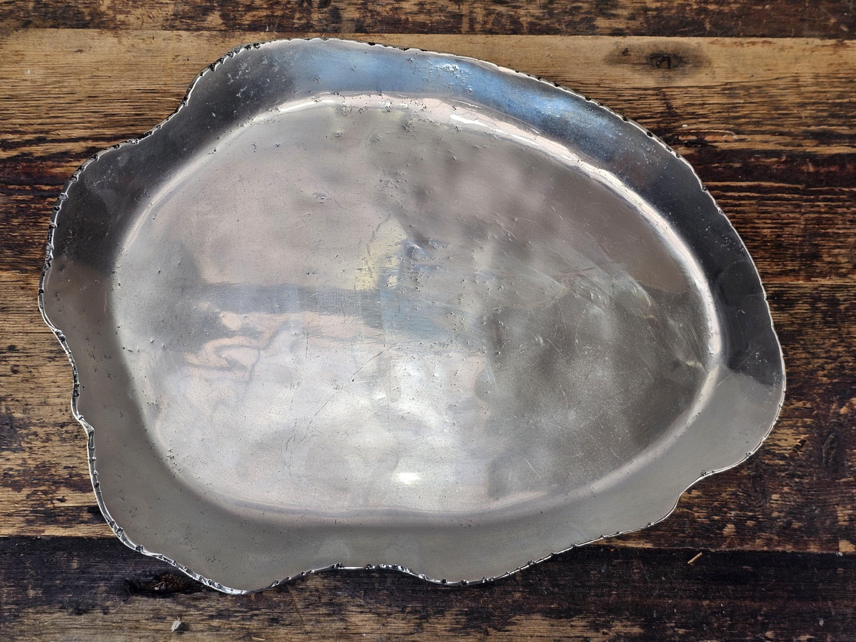 Aluminum Organic Form Decorative Tray 15"L × 11.5"W × 1"H