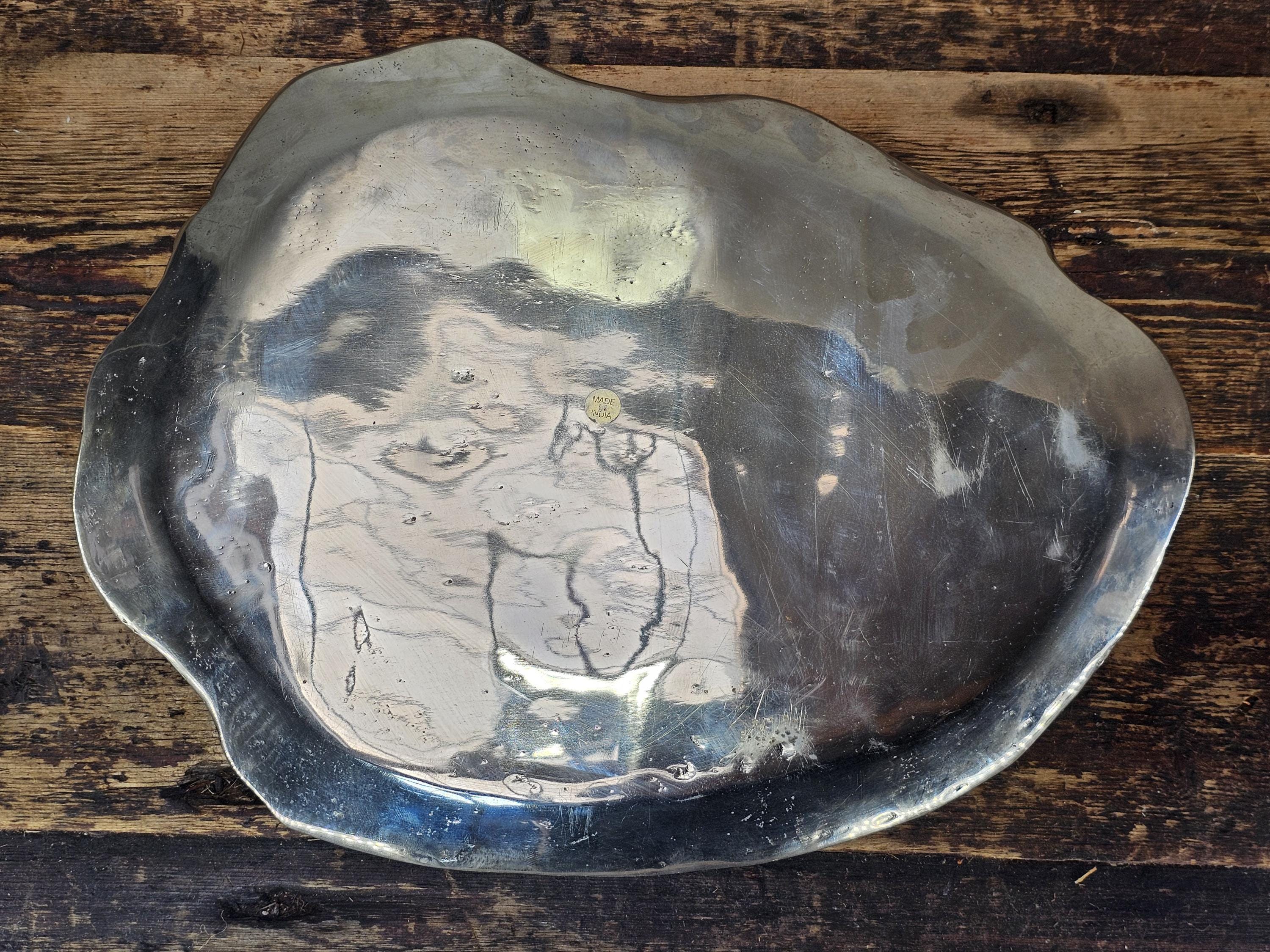 Aluminum Organic Form Decorative Tray 15"L × 11.5"W × 1"H