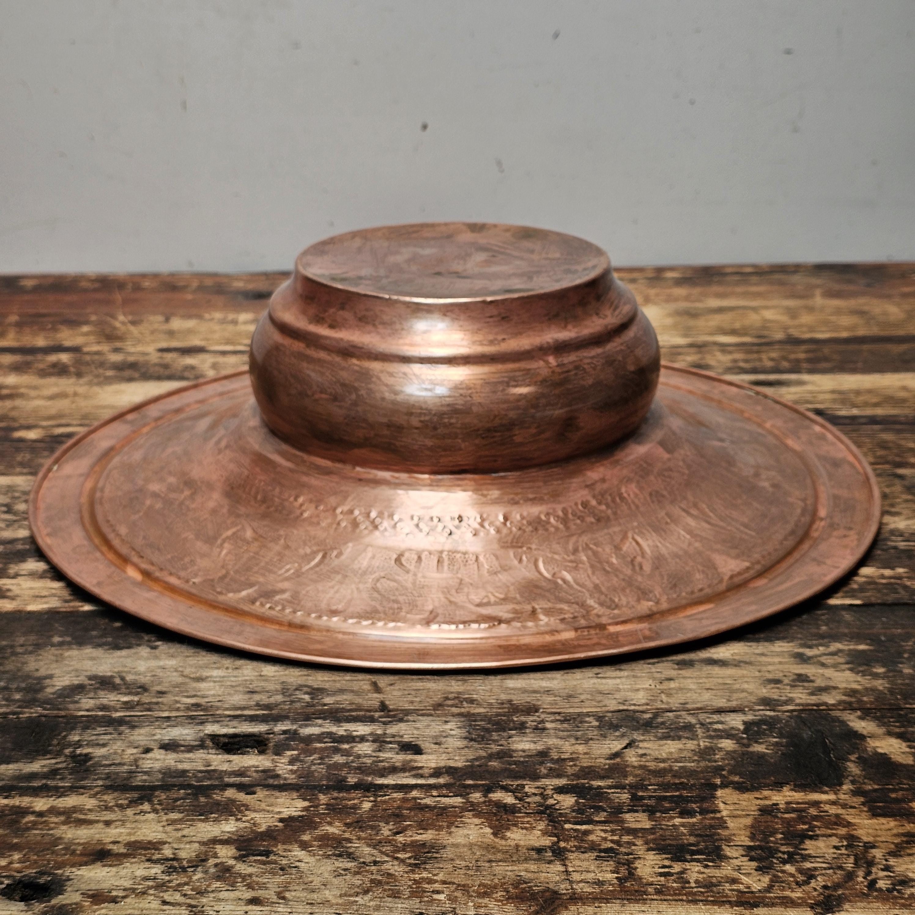 Antique Islamic Indo-Persian Copper Ablution Basin | Decorative Ritual Vessel