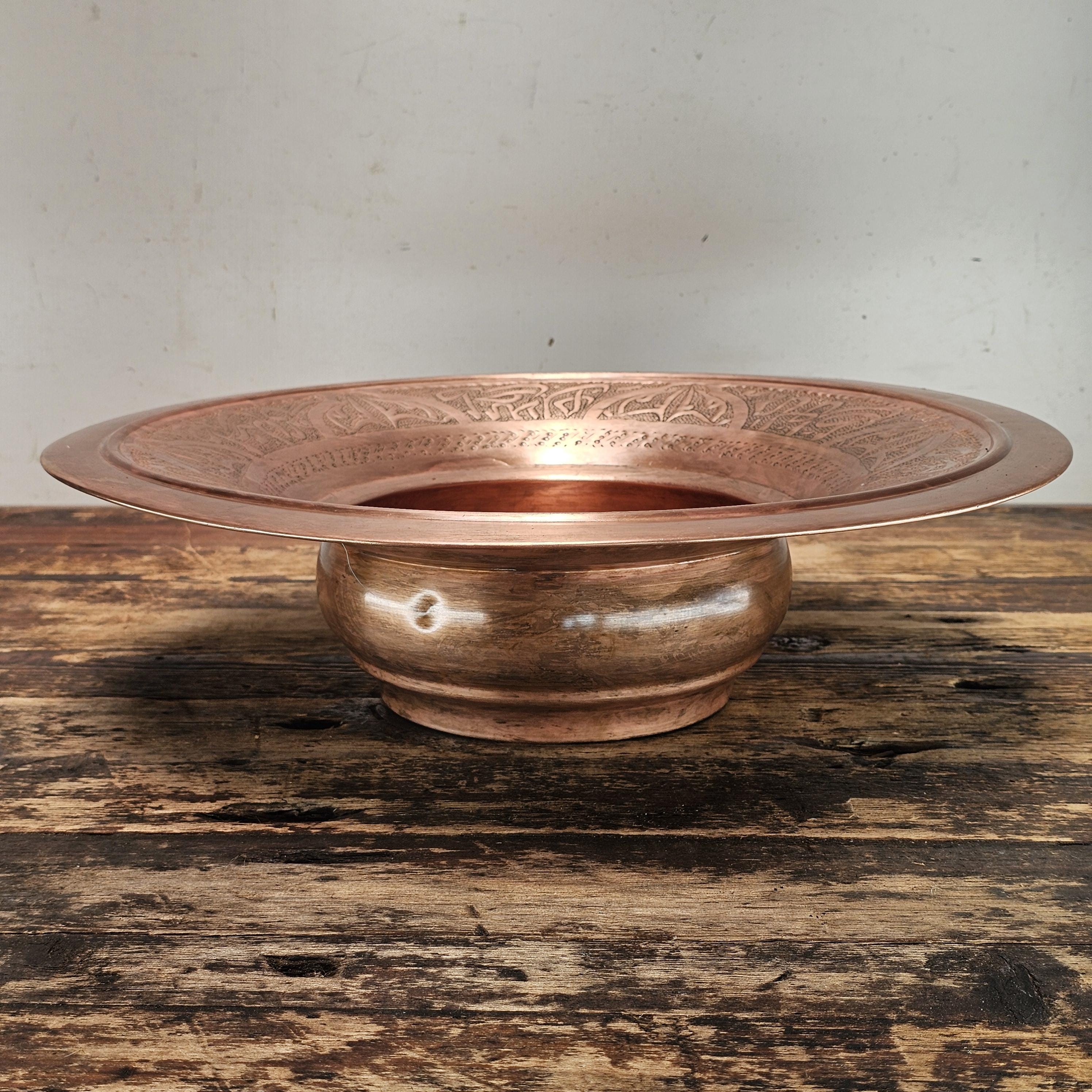 Antique Islamic Indo-Persian Copper Ablution Basin | Decorative Ritual Vessel