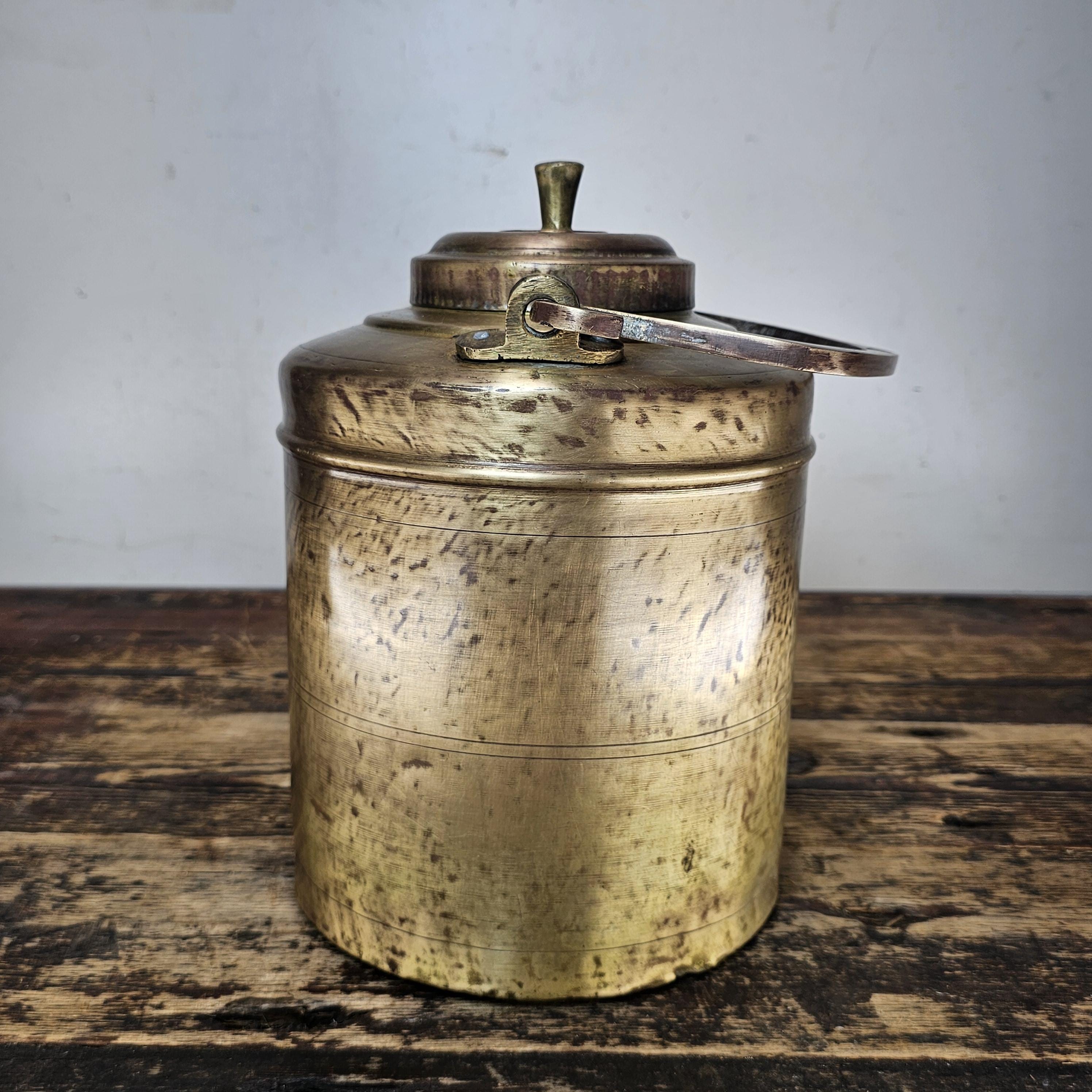 Vintage Traditional Indian Brass Milk Oil Pot 1.3 Gal
