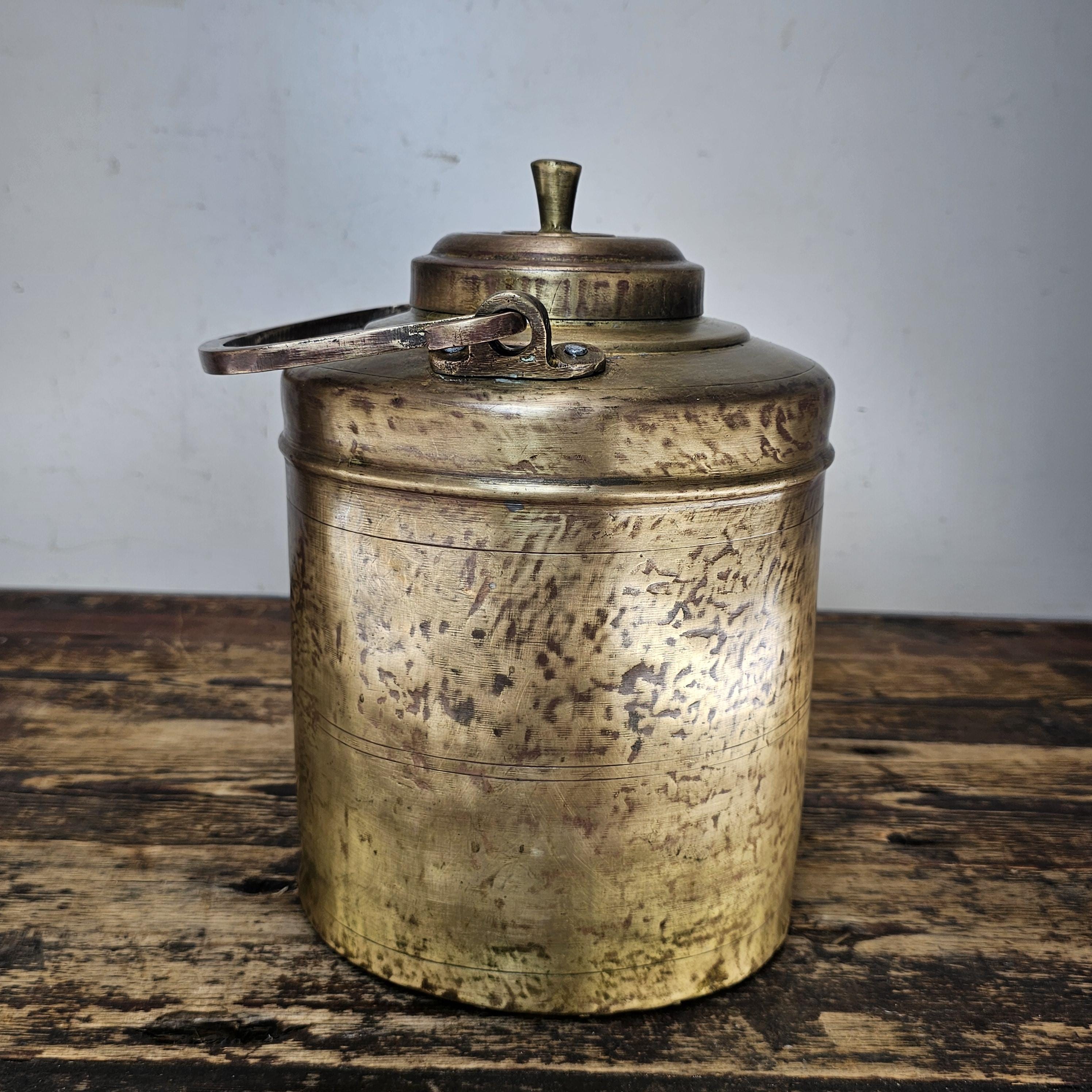 Vintage Traditional Indian Brass Milk Oil Pot 1.3 Gal
