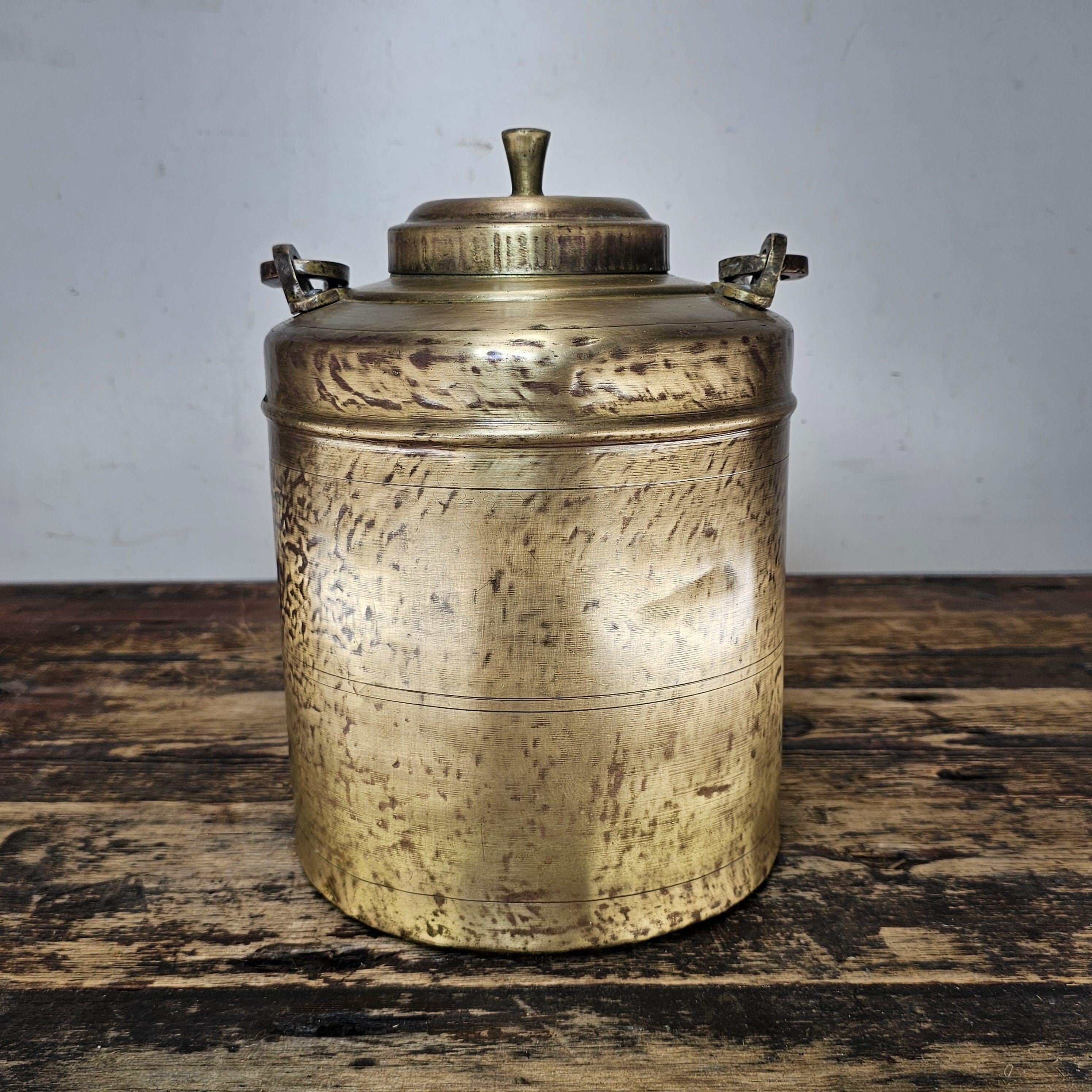 Vintage Traditional Indian Brass Milk Oil Pot 1.3 Gal