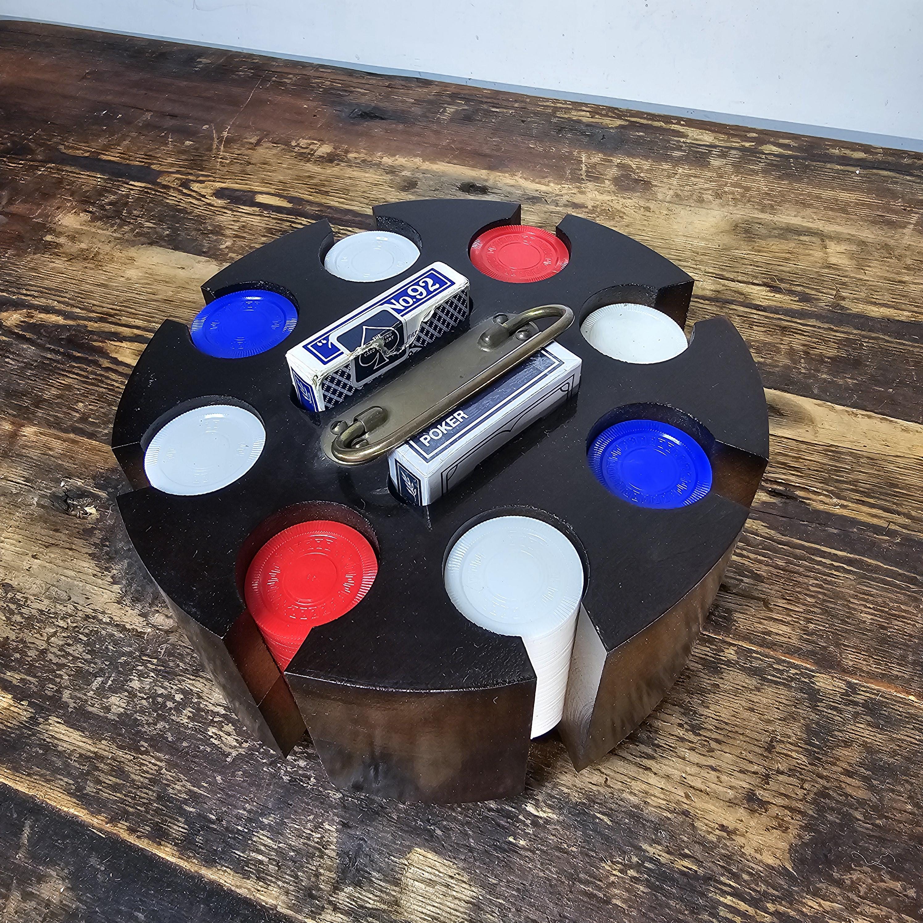 Vintage Revolving Wood Poker Chip Caddy